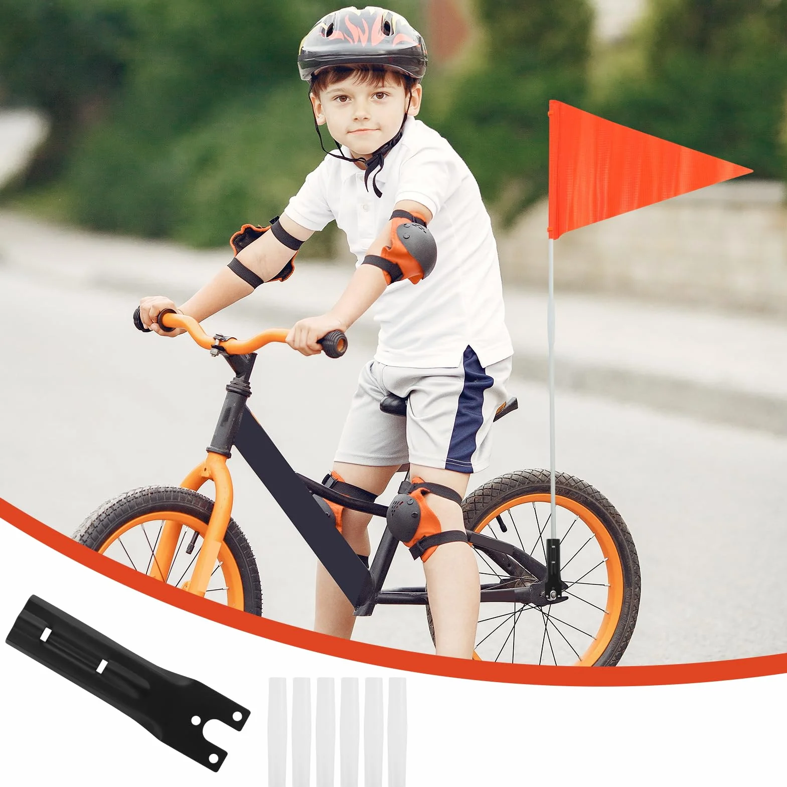 Bandiera per bicicletta triangolare regolabile con 12 fogli per valigie tende roulotte