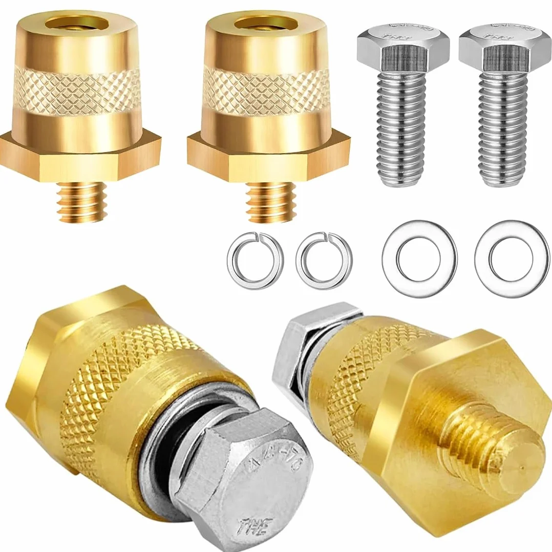 Adattatore per terminale Batteria M8, Morsetti per terminale Batteria in Ottone con Viti e rondelle in Acciaio Inox - Compatibile con Yacht, Auto e Camion