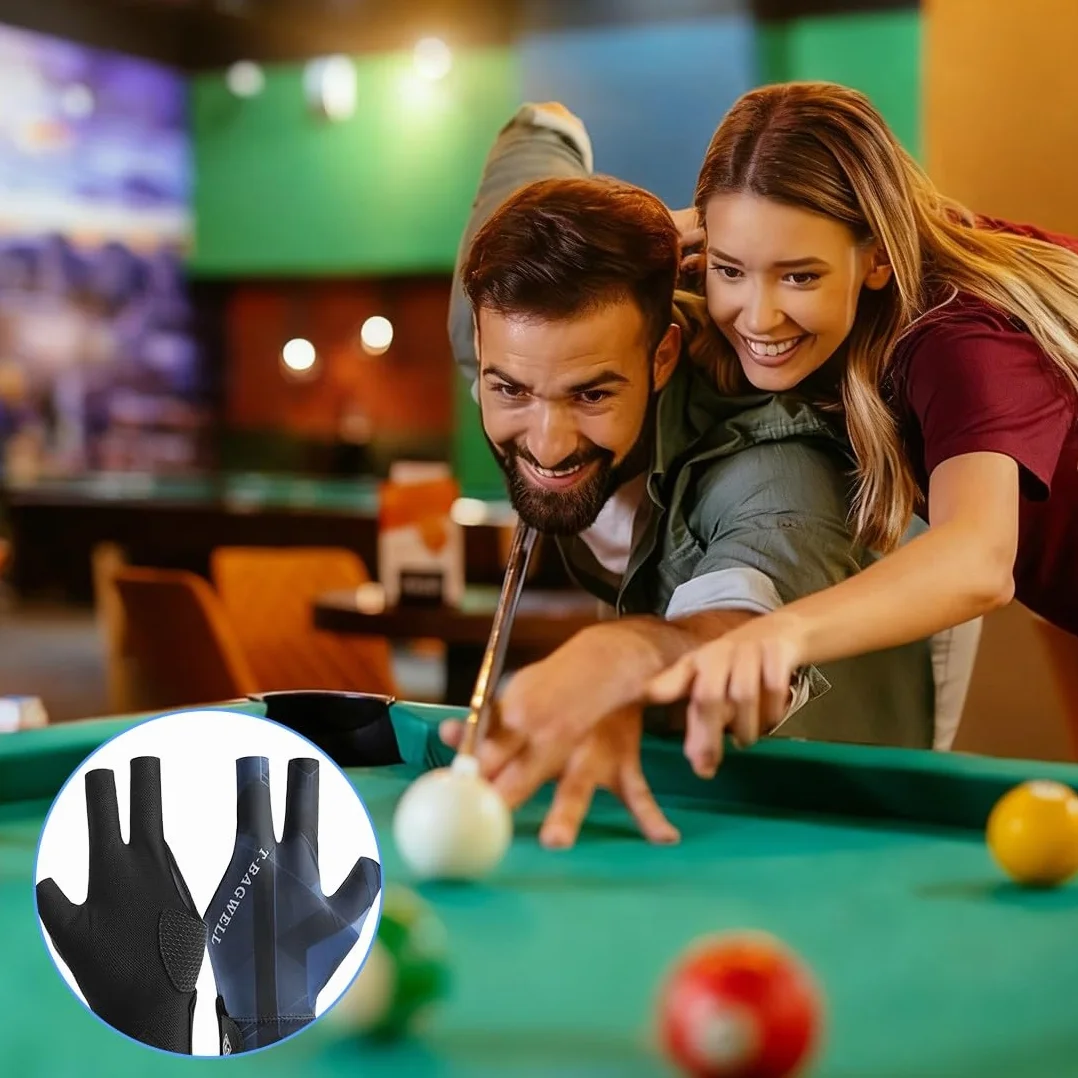 Guanto Da Biliardo Mano Sinistra Professionale Elastico 3 Dita Uomo Donna