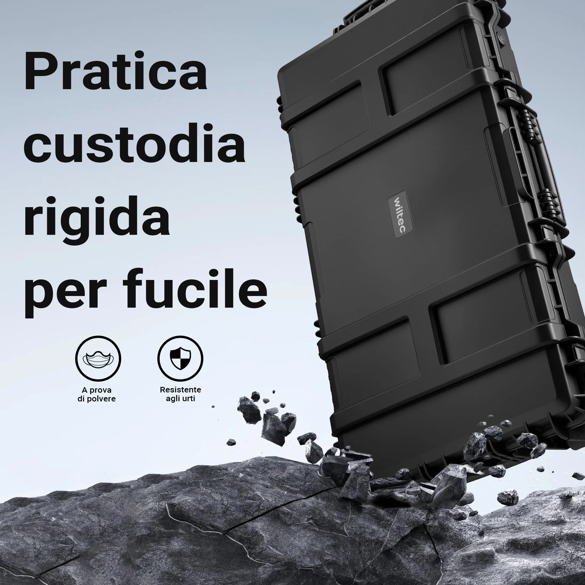 Wiltec Valigetta porta armi, Custodia Trolley per fucili, interno imbottito antiurto