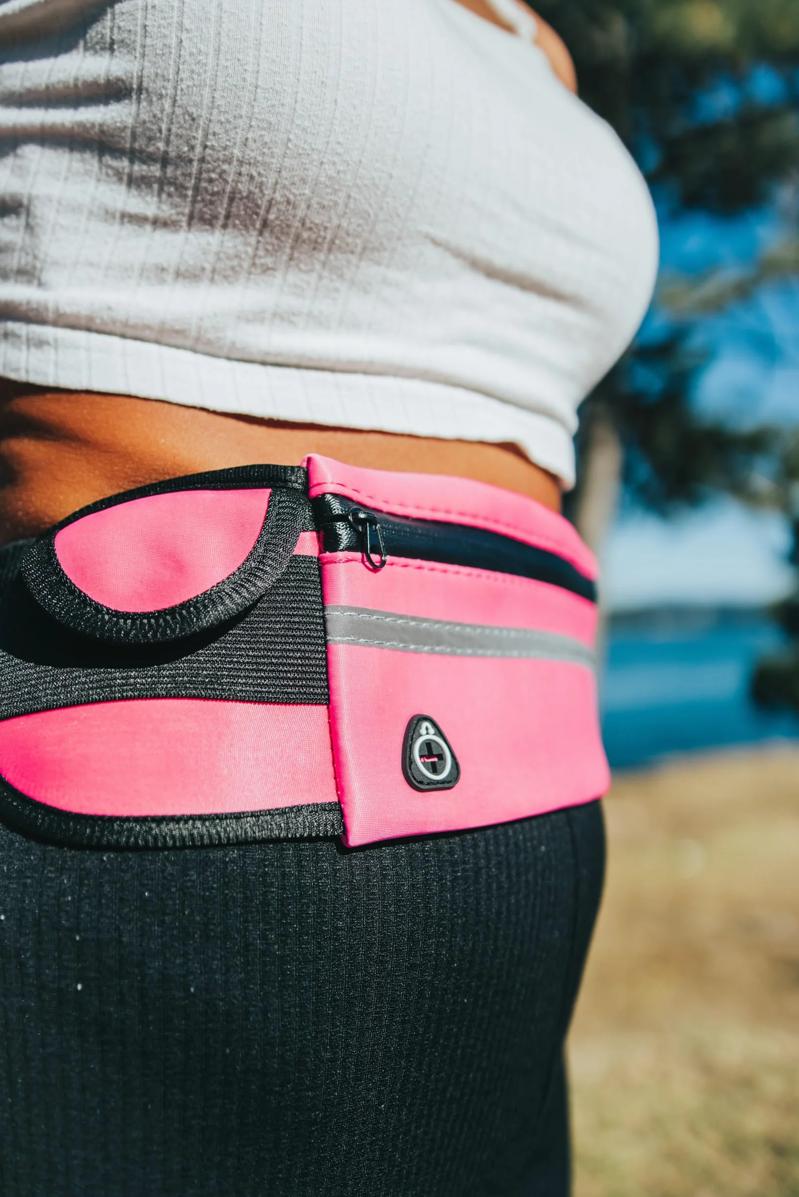 Marsupio Running Impermeabile Uomo Donna Corsa Cintura Elastica Rosa