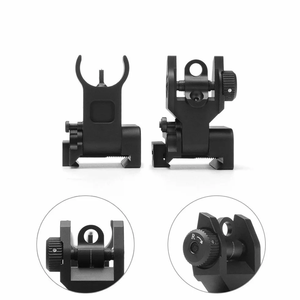 ACEXIER US Flip Up Anterior Posterior Iron Sight Set For 20mm Mount Hunting Rifle Airsoft