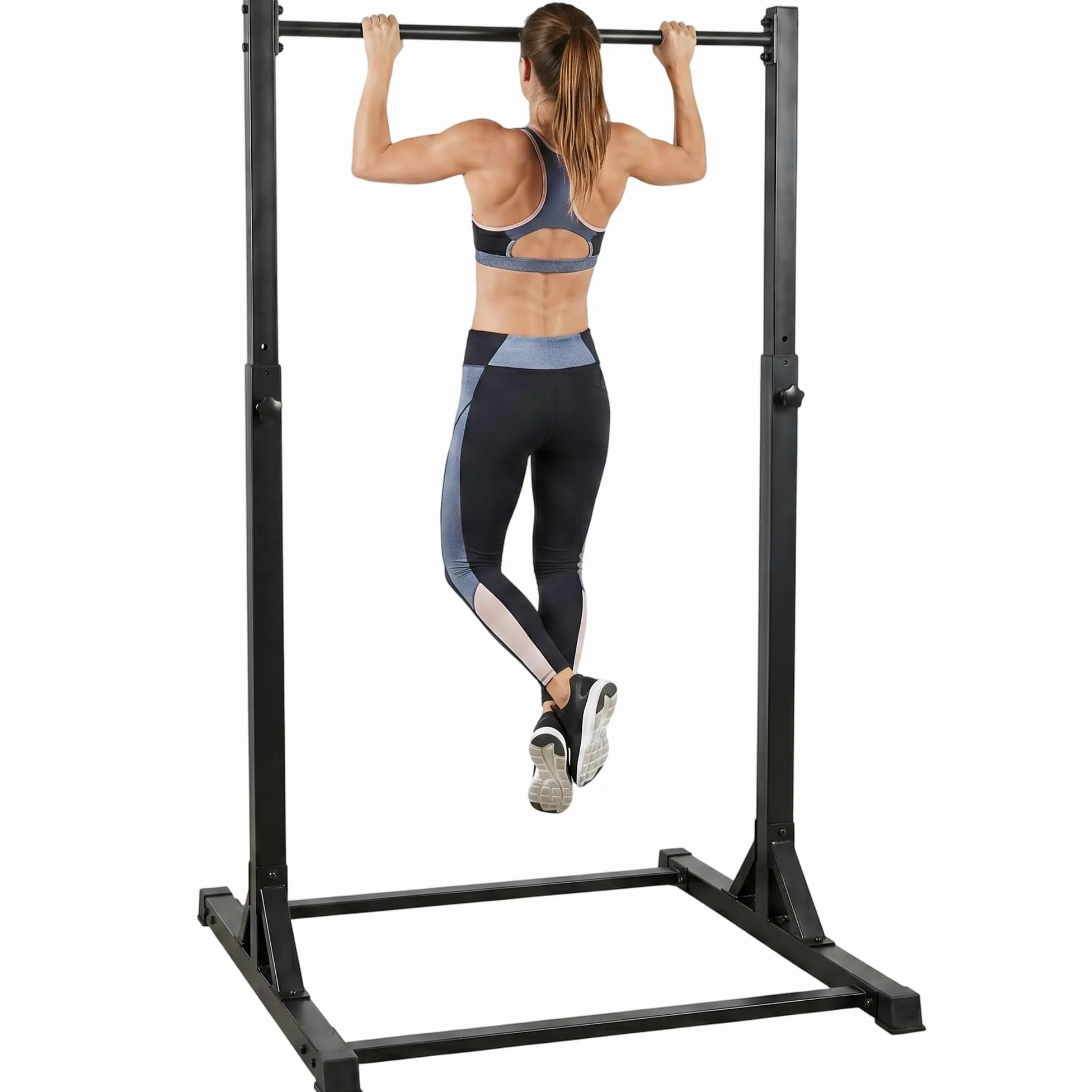 SPORTNOW Barra per sollevamento pesi da 200 kg, 8 livelli di altezza, robusto telaio in acciaio da 128 cm, attrezzatura fitness per la casa e la trazione, nero