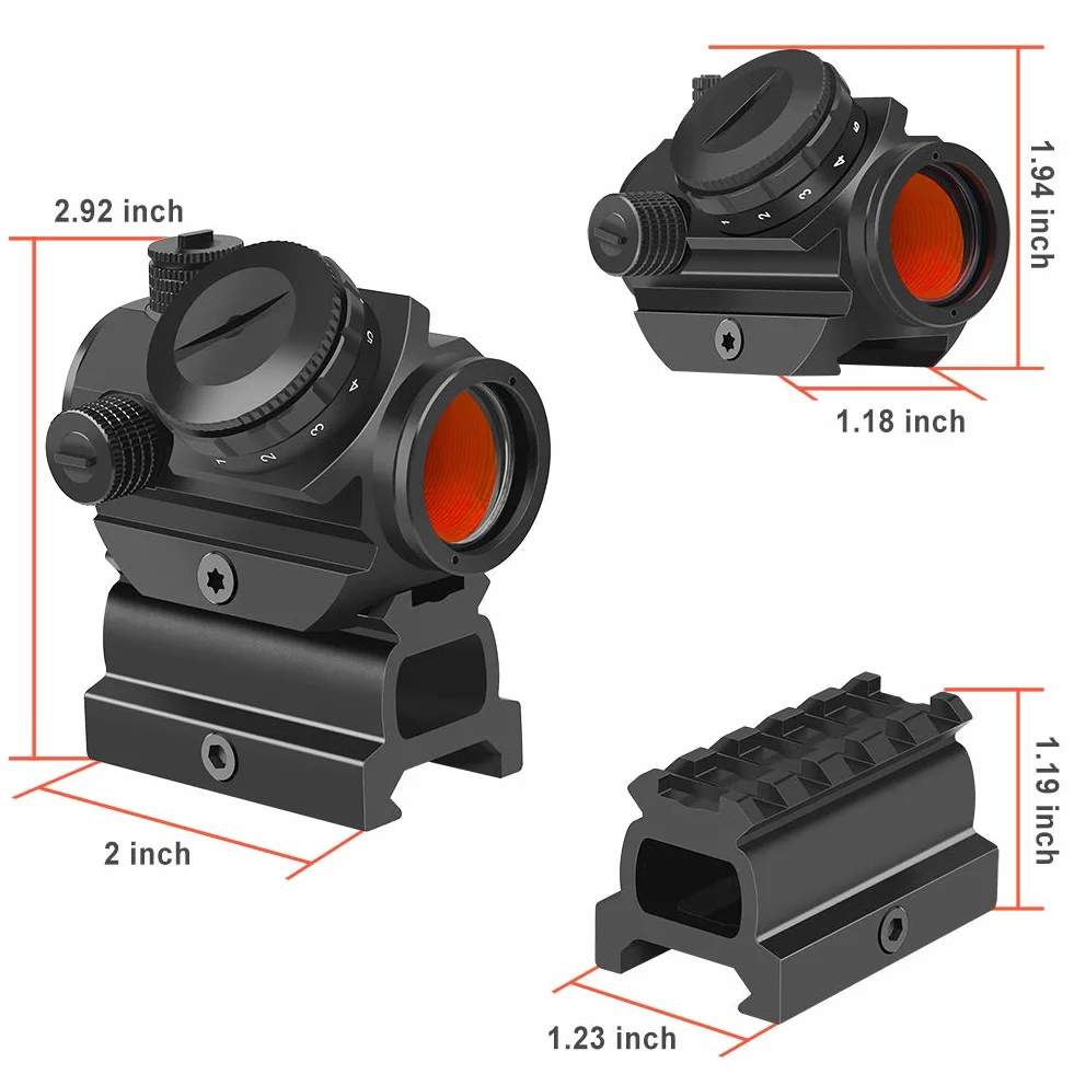 Feyachi RDS-22 Red Dot Softair 2MOA 1x22 mm Mirino Tattico per Guida 20mm/22mm Weaver/Picatinny