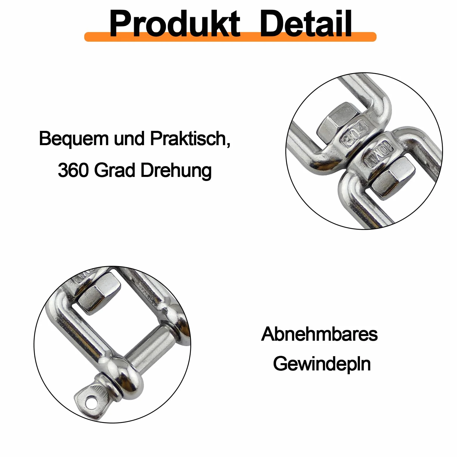 Ganci antipanico per grilli in acciaio inox 70 mm per barche a vela