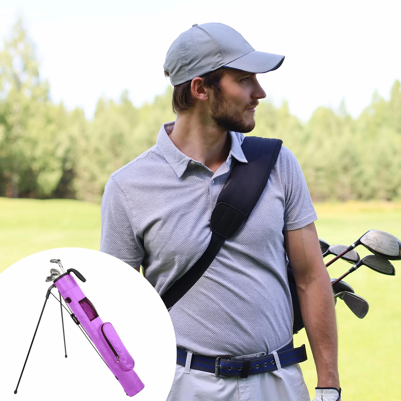 Borsa da golf con supporto cinghia divisore 2 vie 3 tasche uomo donna