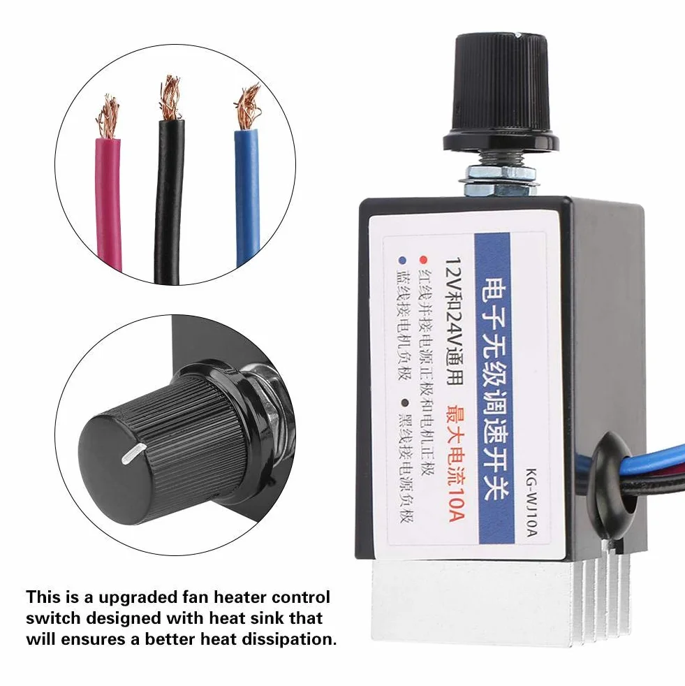 Regolatore di Velocità del Motore Universale DC 12V/24V Interruttore Controllo Continuo