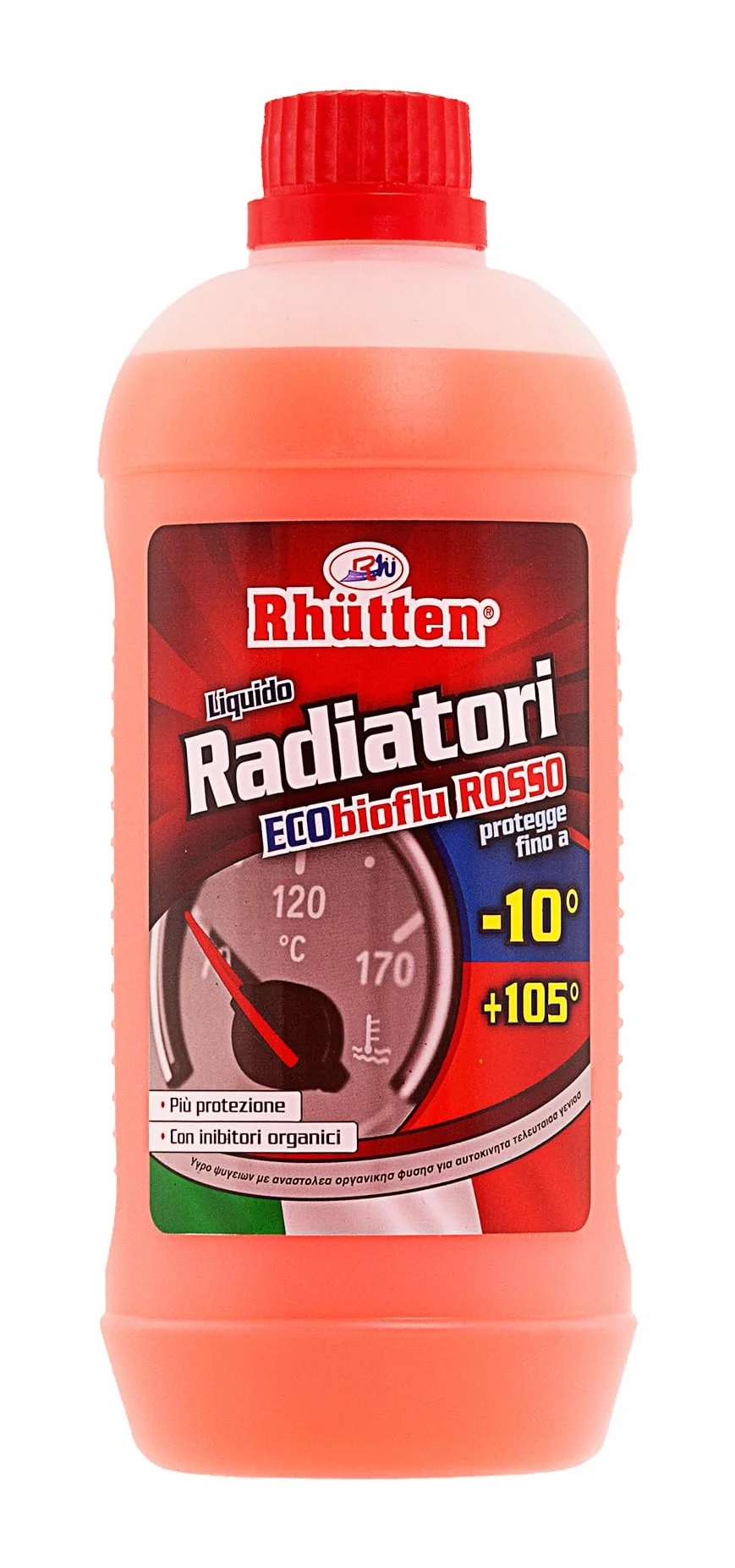 Liquido Radiatori Permanente, Colore Rosso, Protezione Alluminio, Antigelo fino -10°C, Additivi Organici, 1L