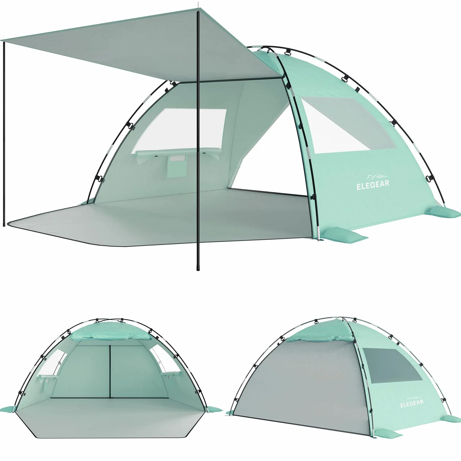 Elegear Tenda da Spiaggia Completamente Chiusa per 4-7 Persone con Protezione Solare UPF 50+