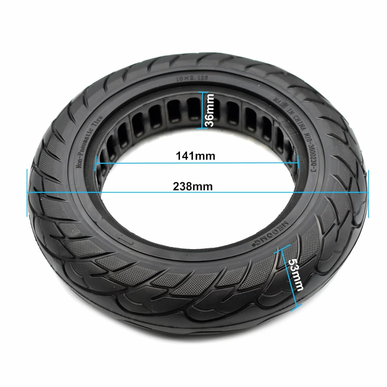 ECOVELO Pneumatico Solido 10x2.125 Antiforatura Ruote 10" per Monopattino Elettrico