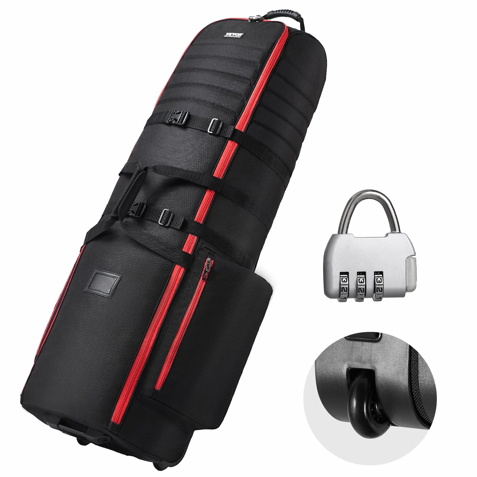 VEVOR Borsa da Viaggio per Golf, Custodia Morbida Imbottita con Ruote per Golf, Resistente Poliestere Oxford 1800D, Impermeabile, Resistente all'Usura, Borsa Pieghevole per Riporre Mazze da Golf