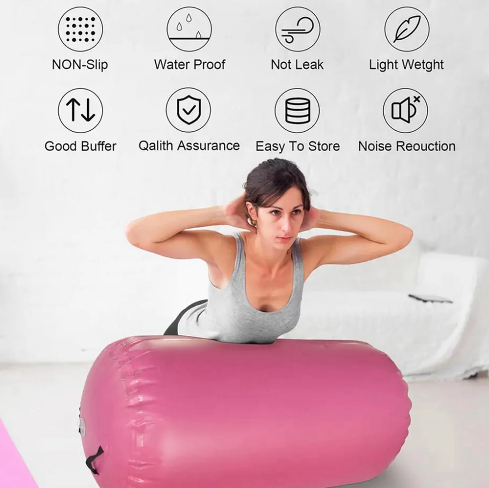 Air Track Tappetino Ginnastica Artistica 2 3 4 5 6 Metri 10/20CM Spessore Materasso Ginnastica da Casa/Yoga/Formazione/Cheerleading/Divertimento Acqua con Pompa (Rose Plus, 3M15)
