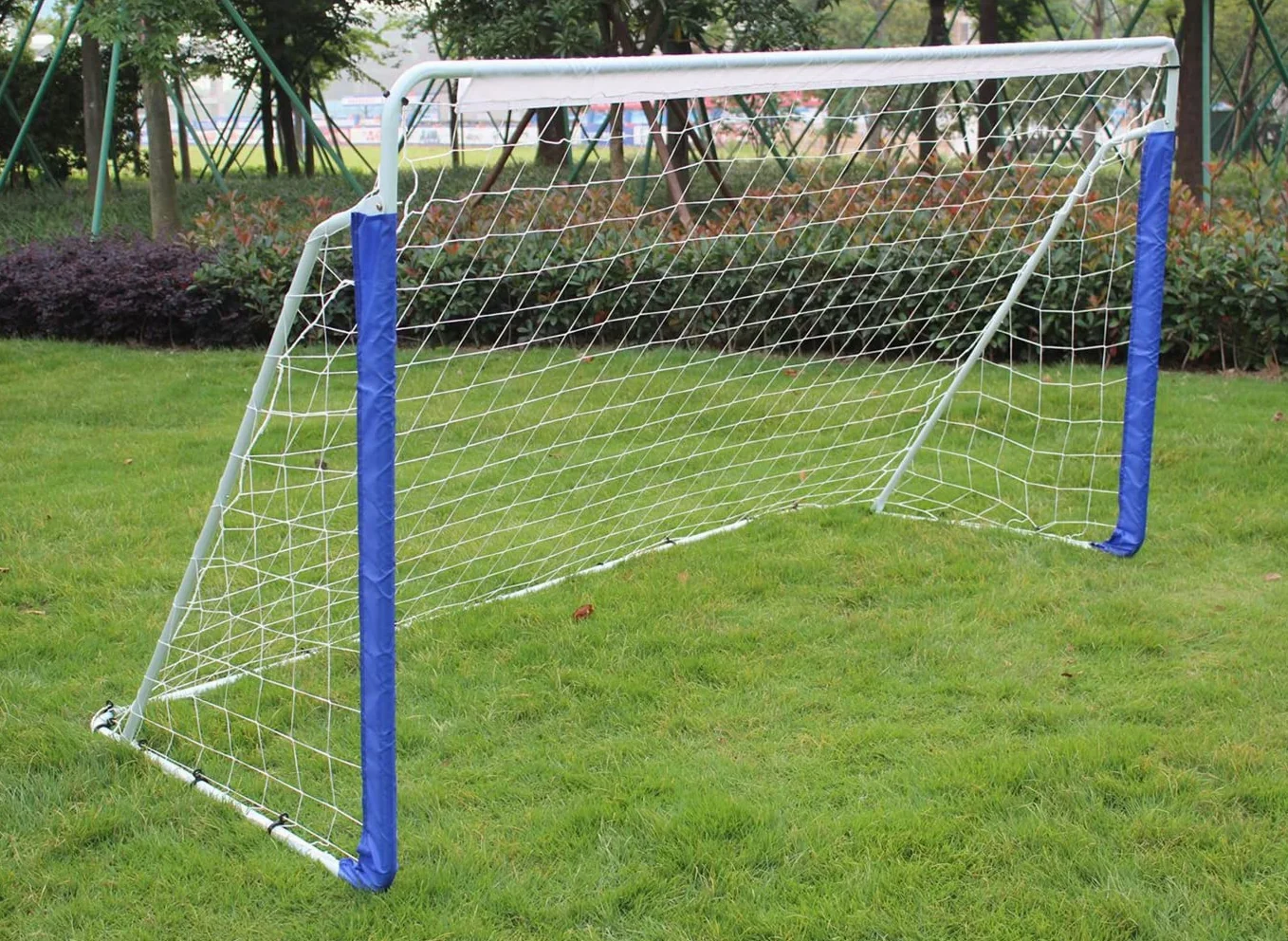Porta da calcio portatile in acciaio da 2,4 m, per esterni e giardino, con rete da calcio imputrescibile e borsa da trasporto