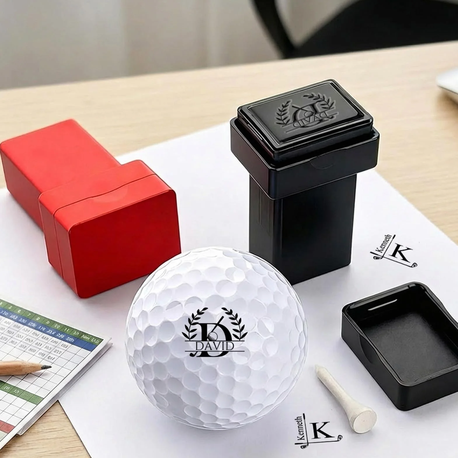 Drawelry Timbro Personalizzato per Pallina da Golf, autoadesivo con monogramma Nome Logo Iniziale, Accessori Palline da Golf