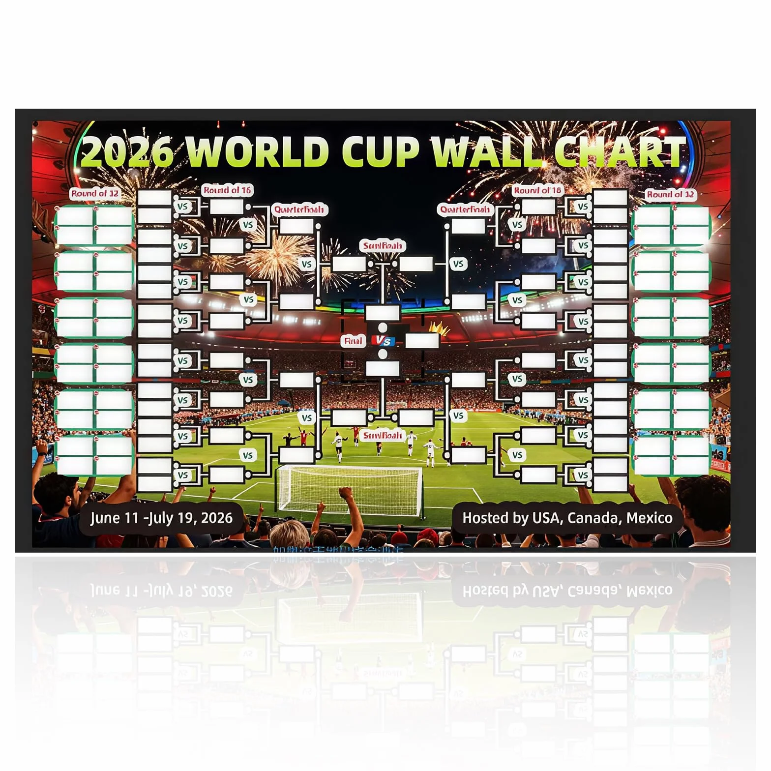 Mondiali 2026 Poster 100x70 cm Calendario Coppa del Mondo Programma Partite Mappa