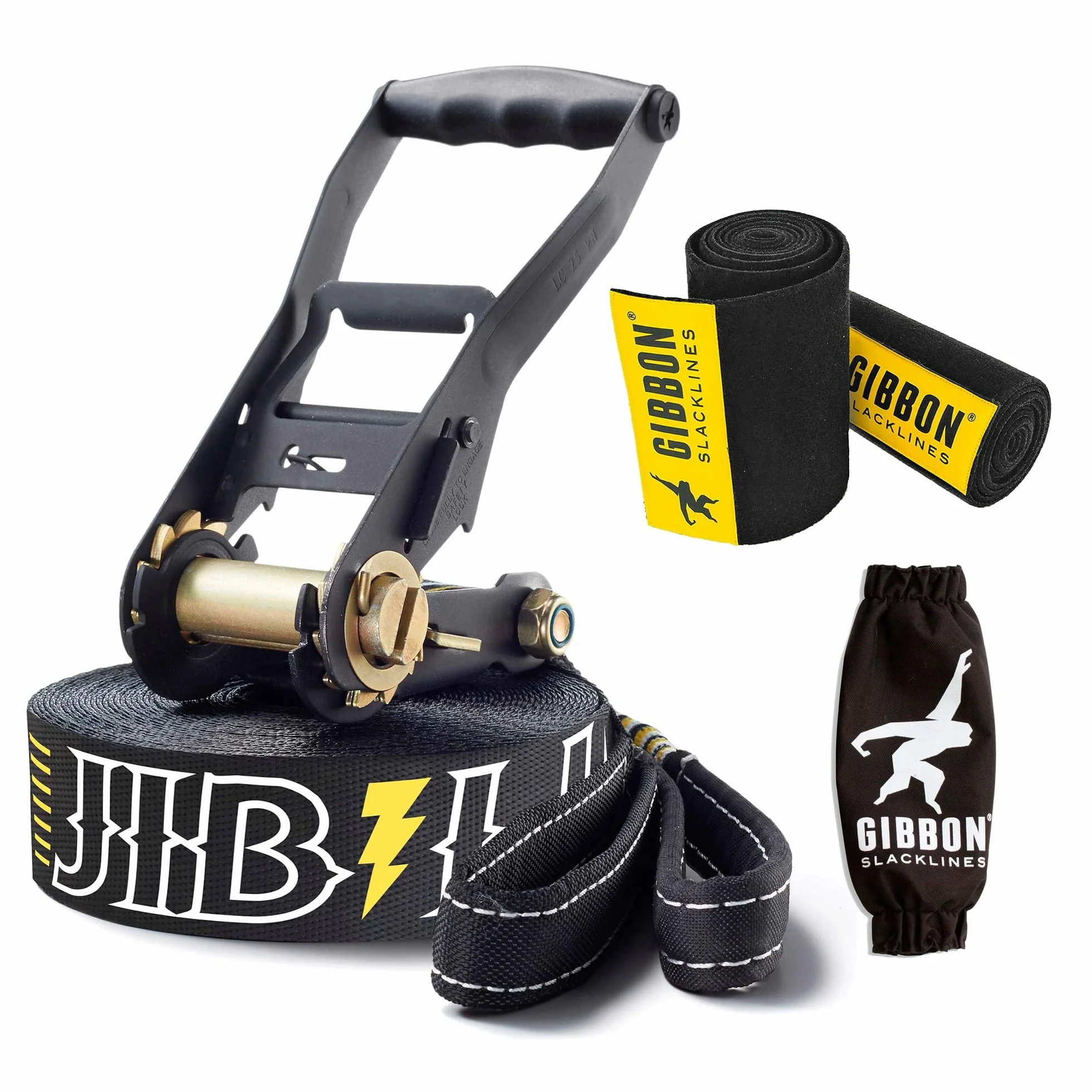 Gibbon Slacklines Jibline Treewear nero 15m 5cm Slackline con cricchetto