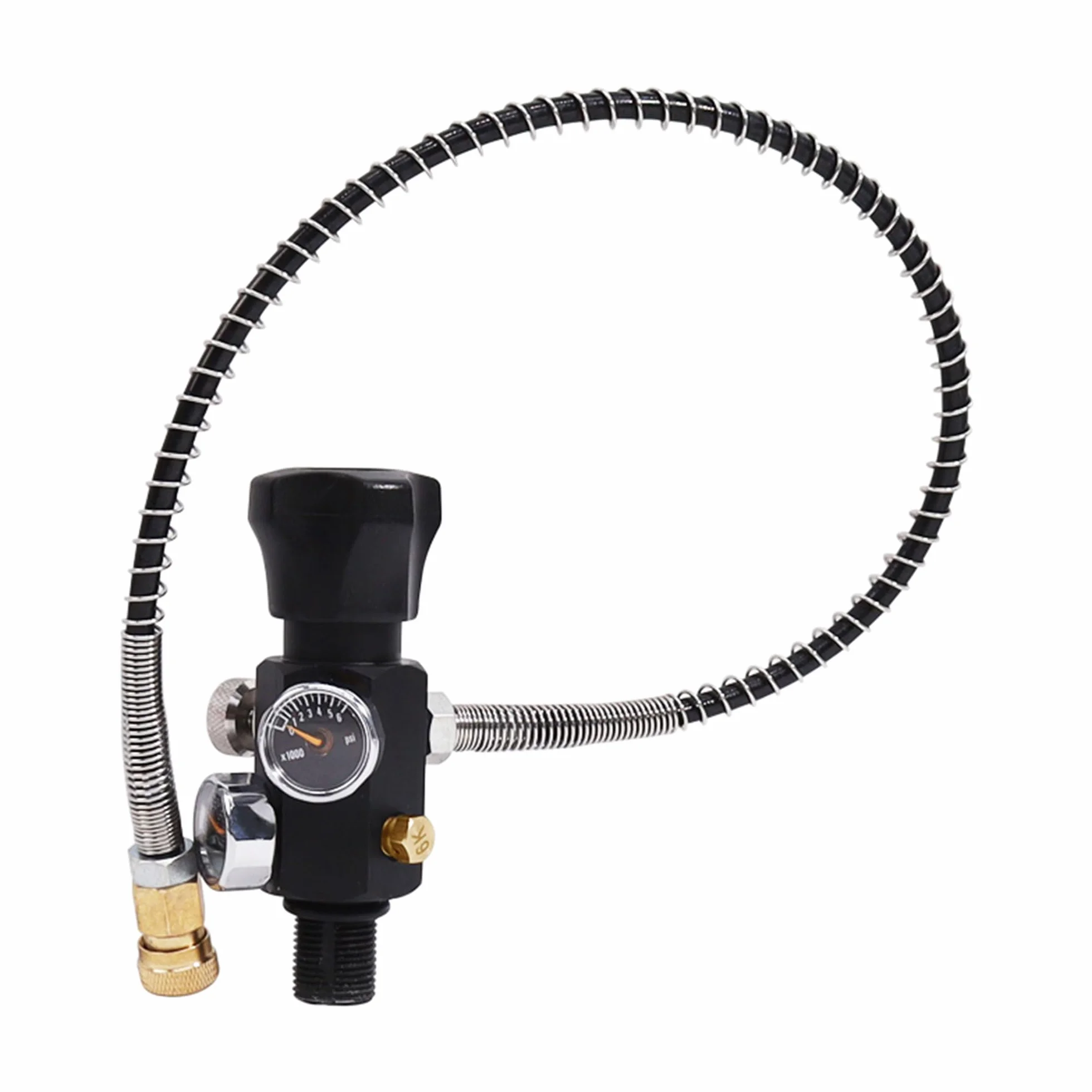 TUXING 4500PSI Paintball Fill Station Pcp Pistola ad aria compressa Valvola di ricarica Dual Gauge Fino a 4500psi con tubo ad alta pressione da 24 "pollici