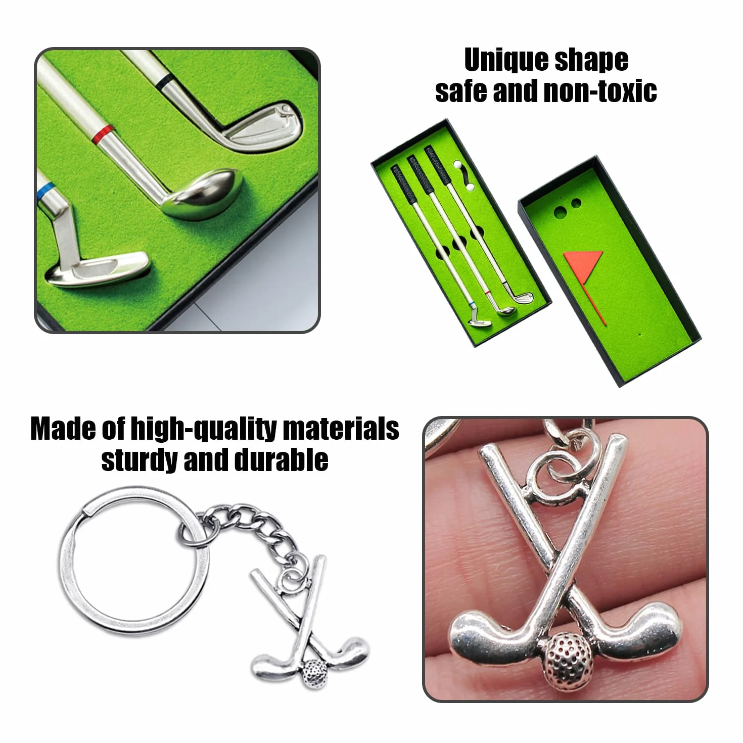 Set regalo da golf mini con palline, gagliardetto e portachiavi decorativo