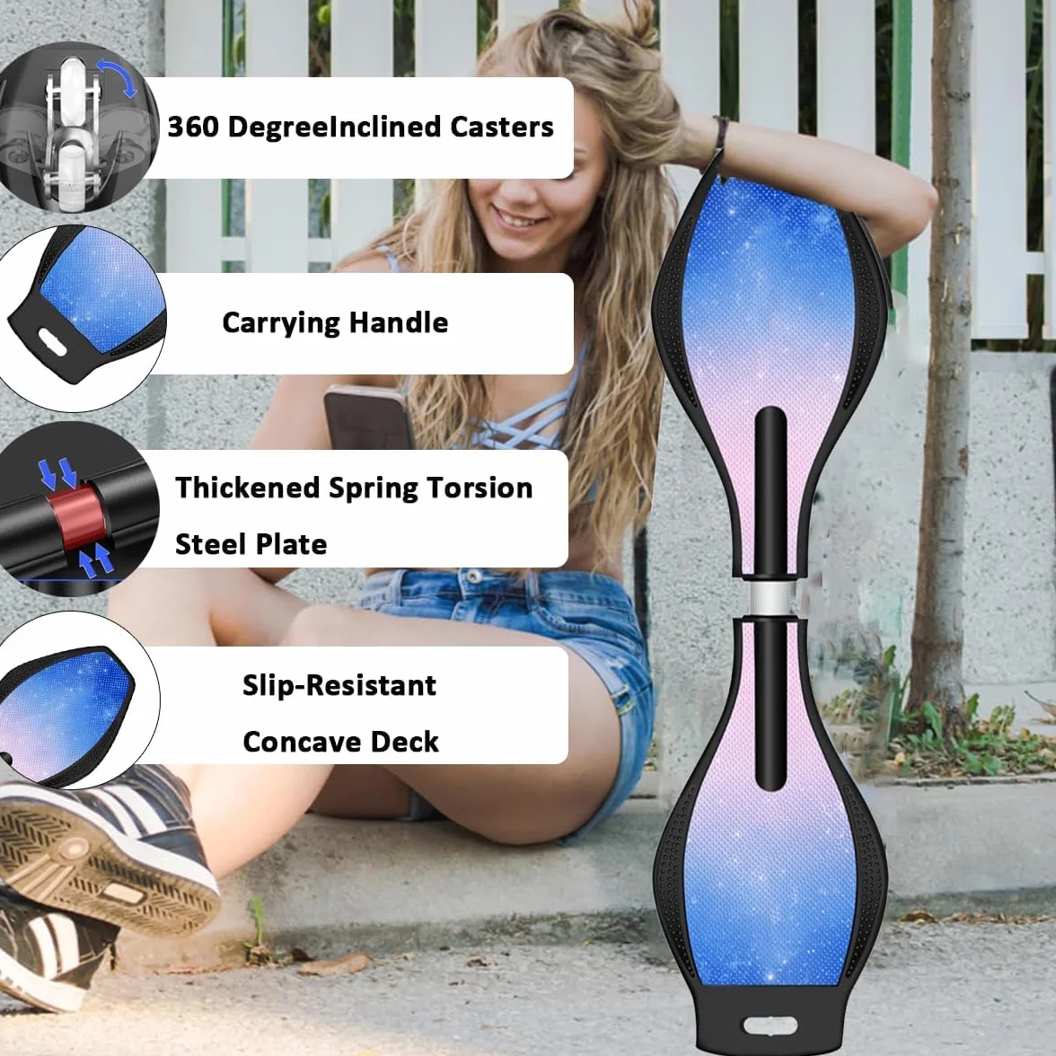 ERNAN Waveboard,Waveboard con LED Ruote,per bambini Street Surfen Caster Torsion Skateboard Double Decks Casterboard for Kids/Teens