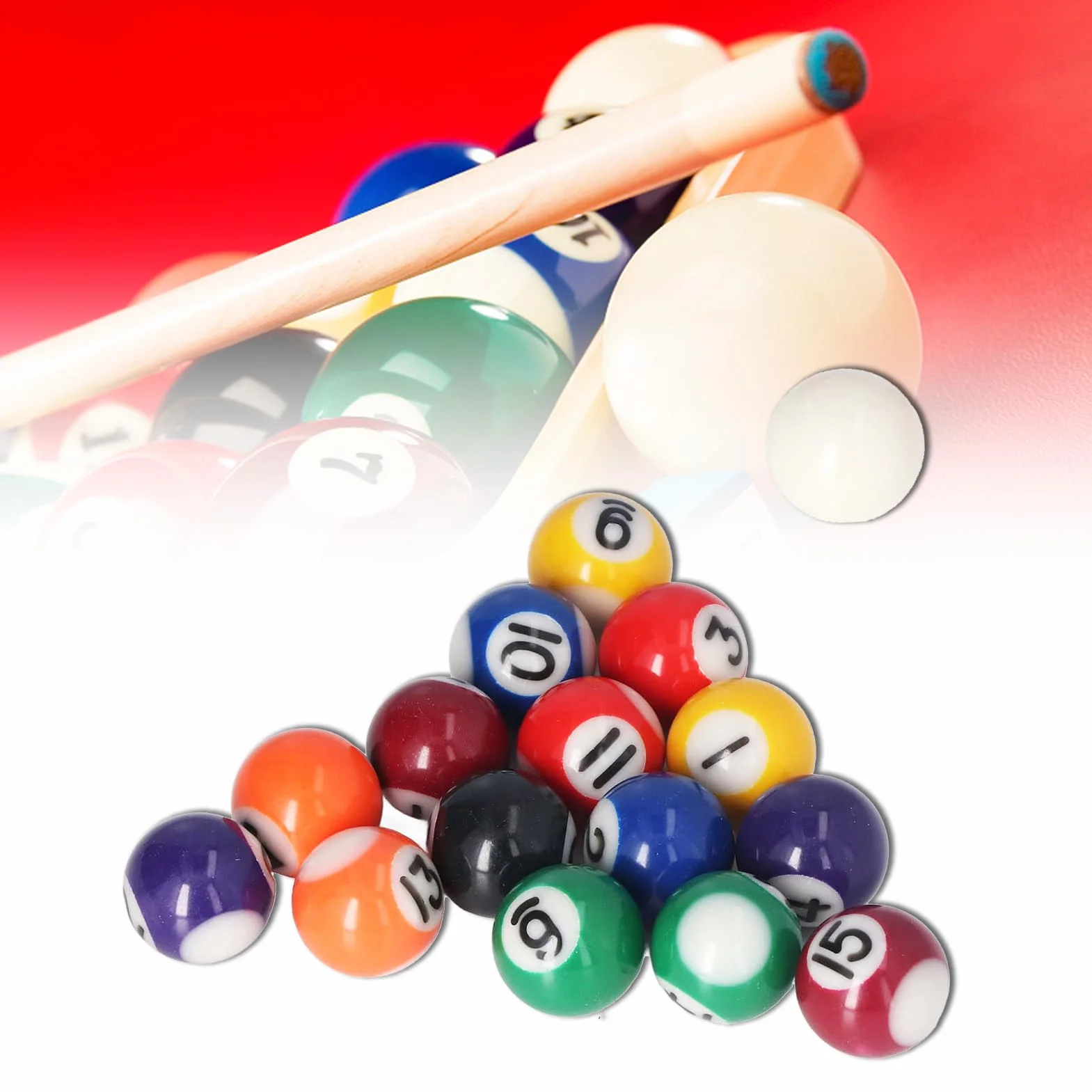 Set Mini Biliardo Americano con 16 Palline da 25mm in Resina per Tavolo da Gioco