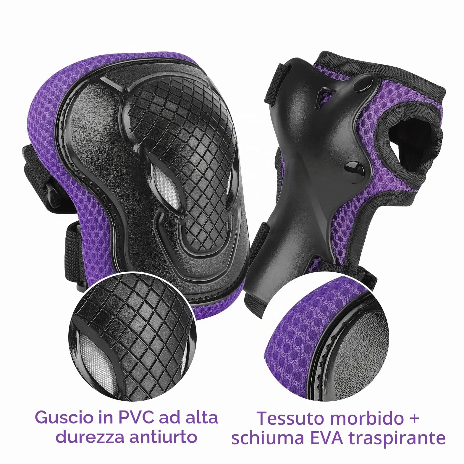 Wayeee Set Protezioni per Bambini Casco Regolabile Ginocchiere Gomitiere per Skateboard Bicicletta