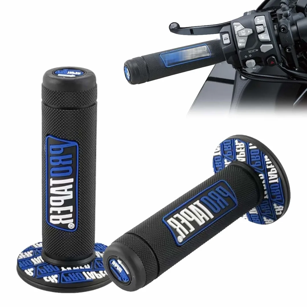 Manopole Moto, 1 Paio Nero-Blu 22/24Mm Per Manubrio 7/8", Gomma Antivibrante Per Dirt Bike E Pit Bike