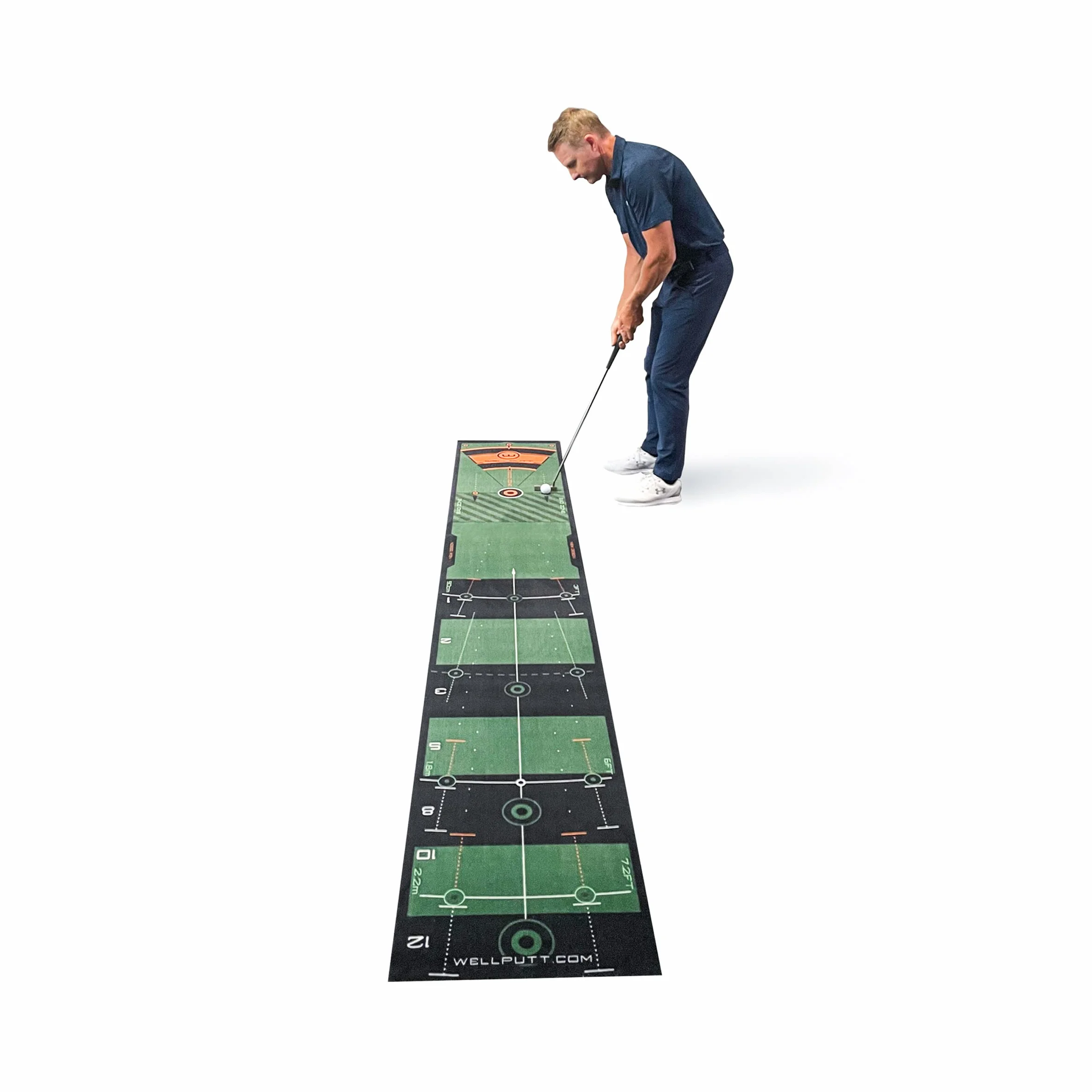 WELLPUTT Tappetino da Putting Allenamento Golf 3m Verde