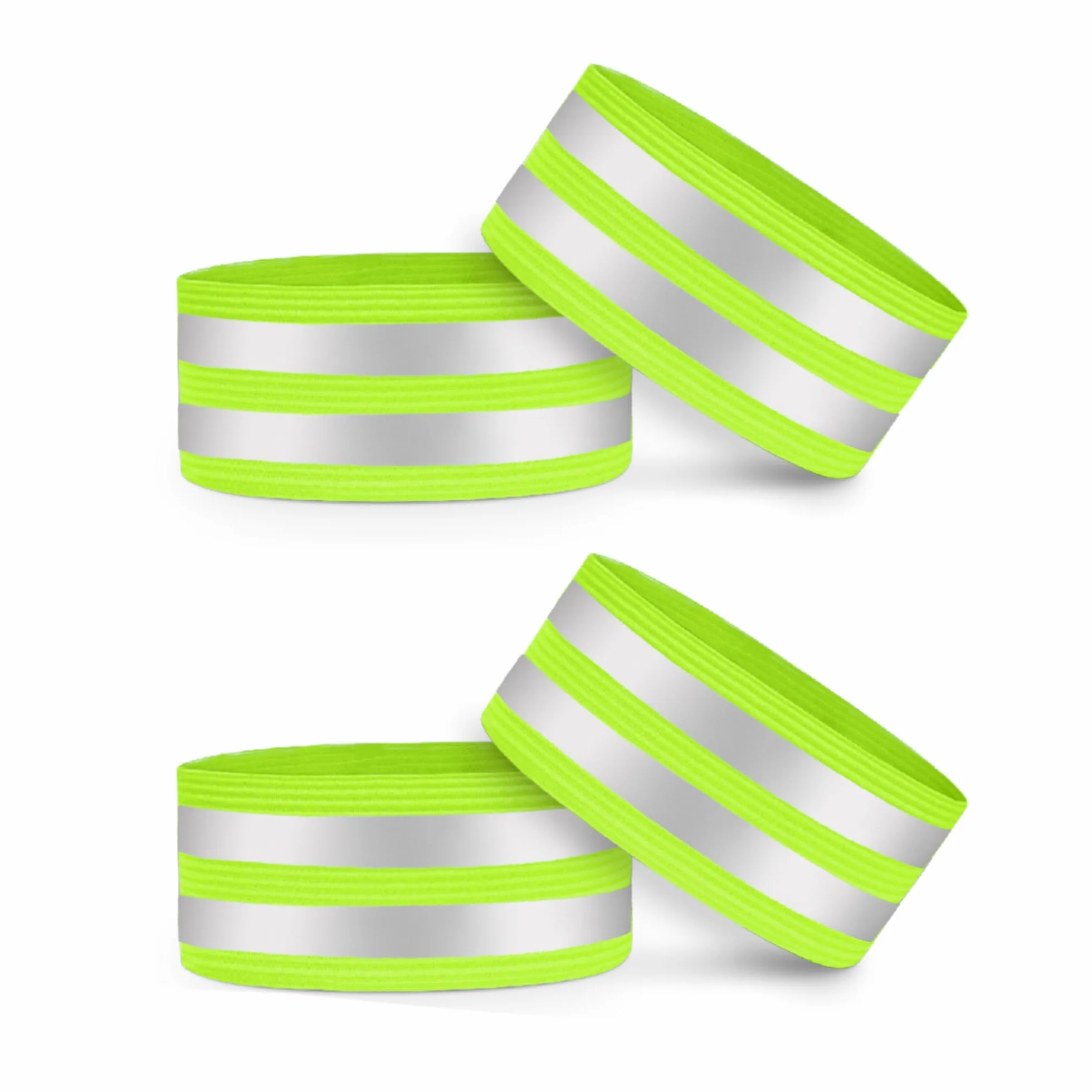 Bracciali Riflettenti a Doppia Striscia 5 cm Chiusura Regolabile 8 cm Visibilità 360° per Braccia Gambe Caviglie