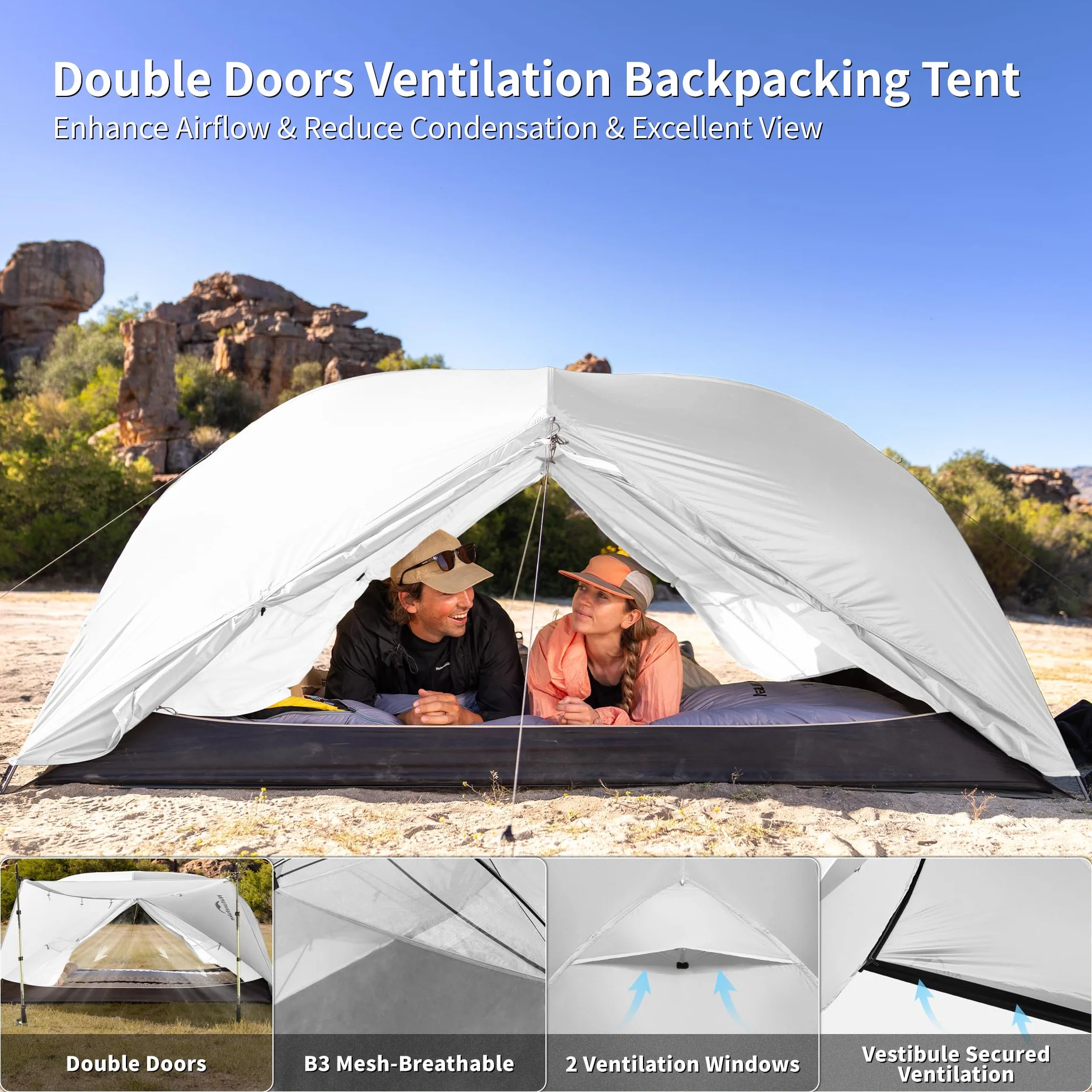 Naturehike Mongar Pro Tenda ultraleggera 3-4 stagioni 1-2-3 persone impermeabile antivento campeggio