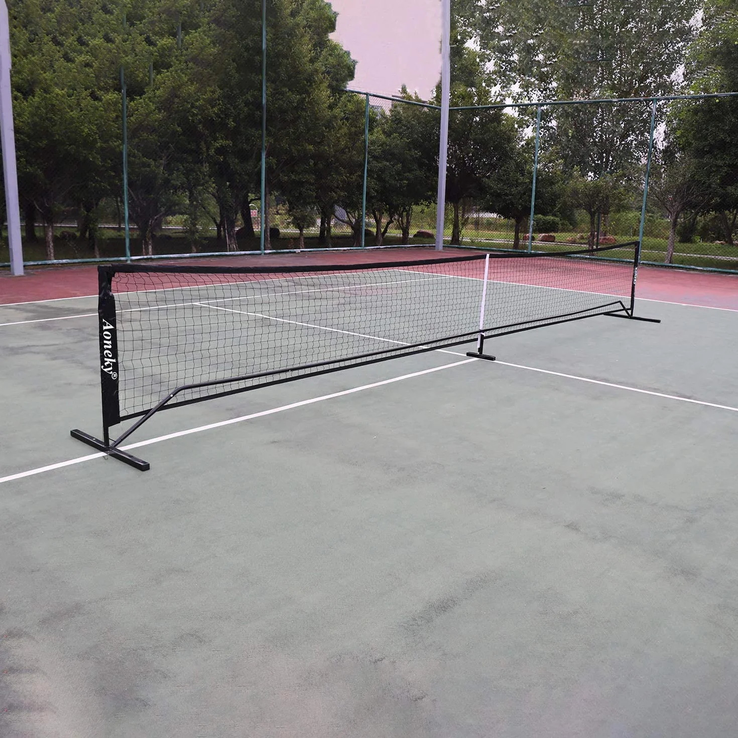 Aoneky Kit da Pickleball Tennis Training Net 6,7x0,9M - Rete da Paddle Tennis Trasportabile - Attrezzatura Sportiva da Esterno Nero