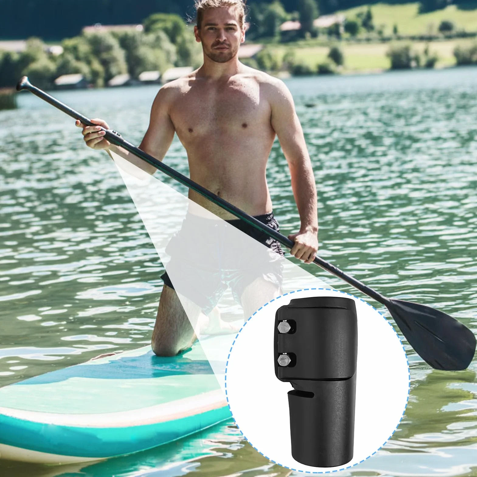 Paddle Morsetto a Sgancio Rapido Ricambio per Pagaia SUP, Regolabile, Nero