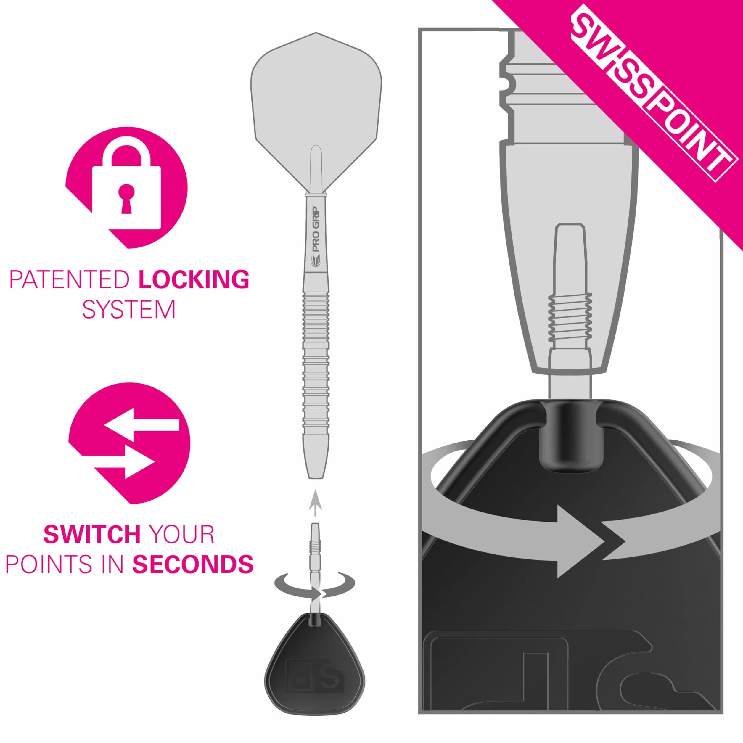 Target Darts Swiss Point Grid Argento Punto