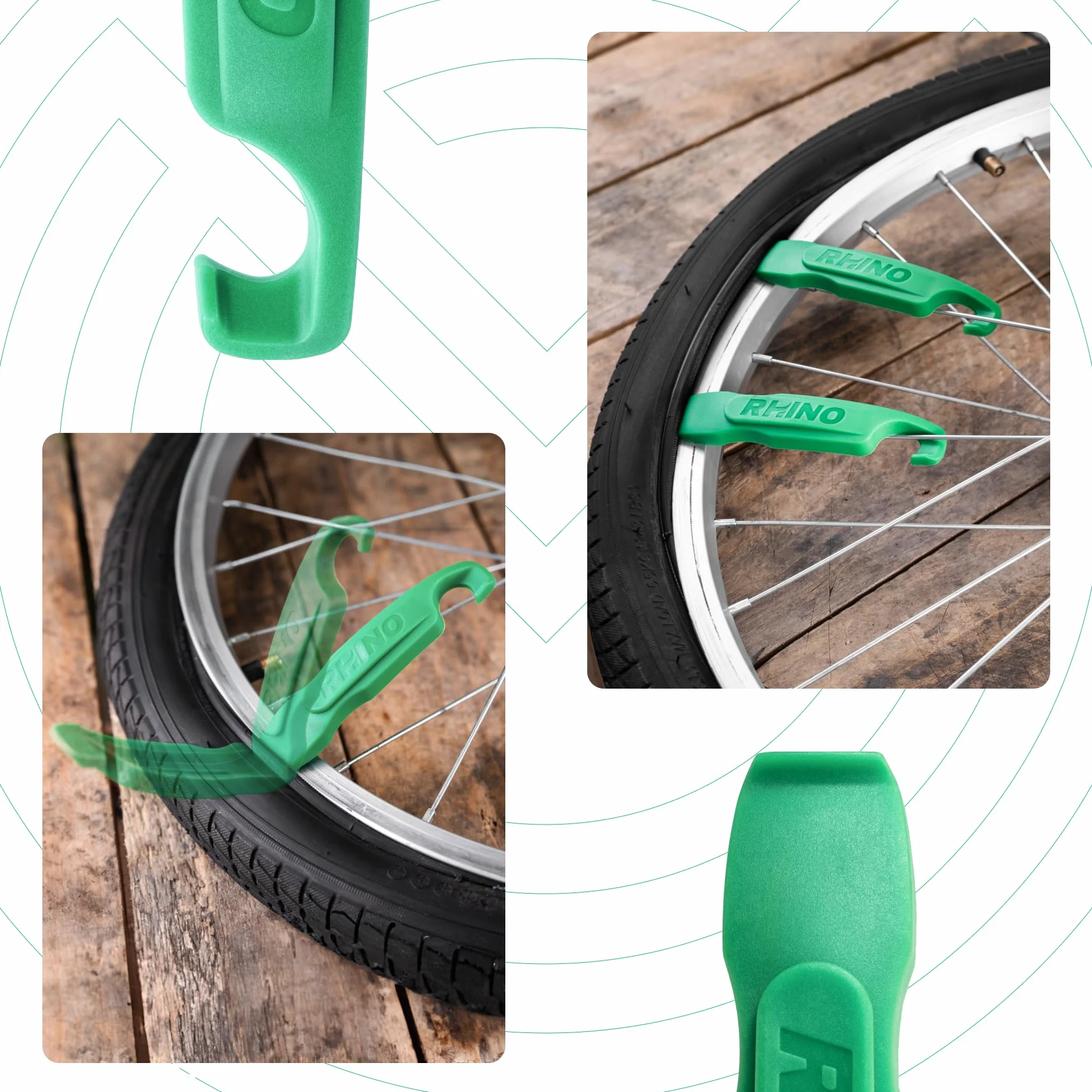 MOOVMOOV Rhino Kit 4 Leve Smontacopertoni Bici Leve Rinforzate per Copertoni Tubeless MTB Strada