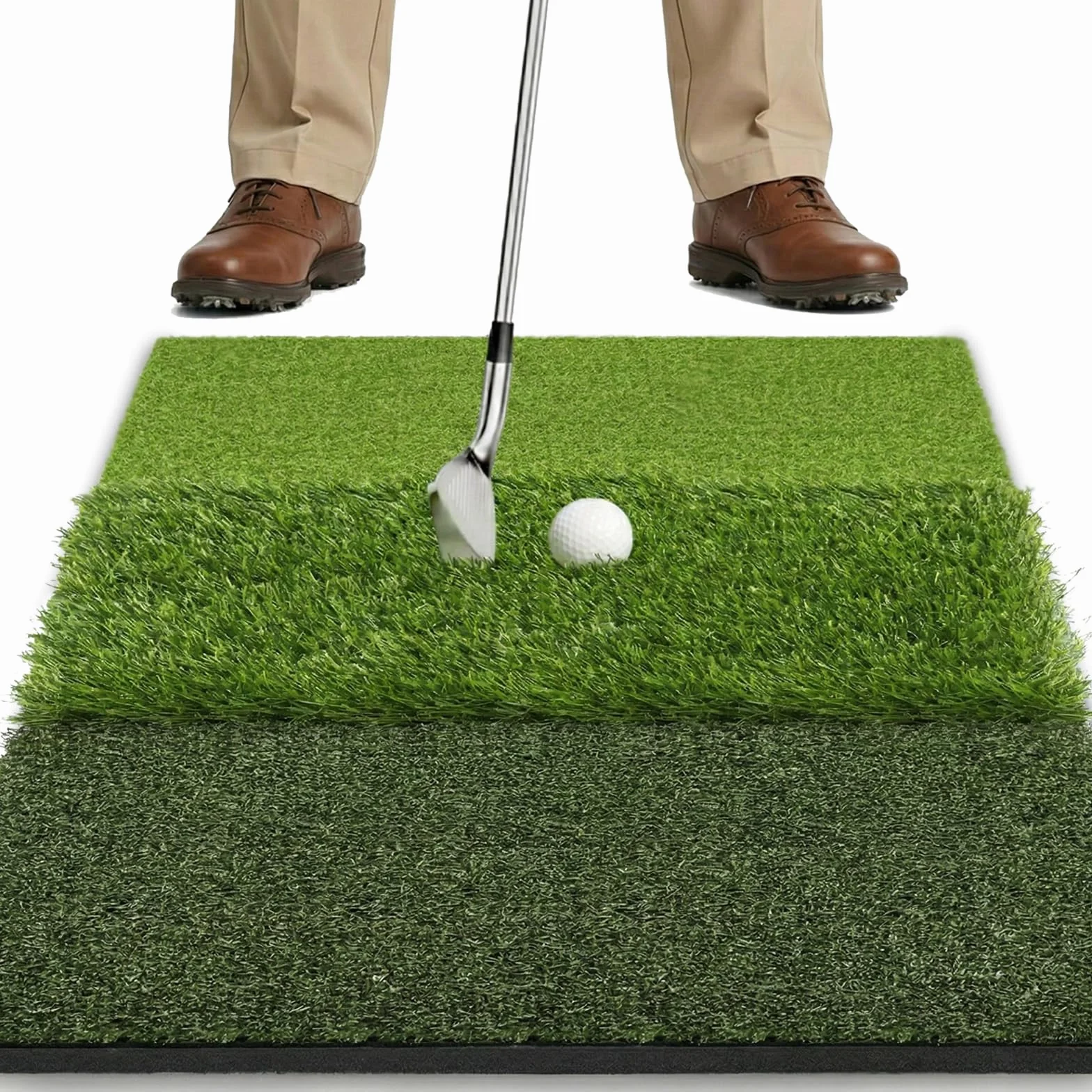 SAPLIZE Tapis de Golf Pliable 3 en 1 76 x 38 cm Tri-Turf pour Entraînement Driving Chipping Putting