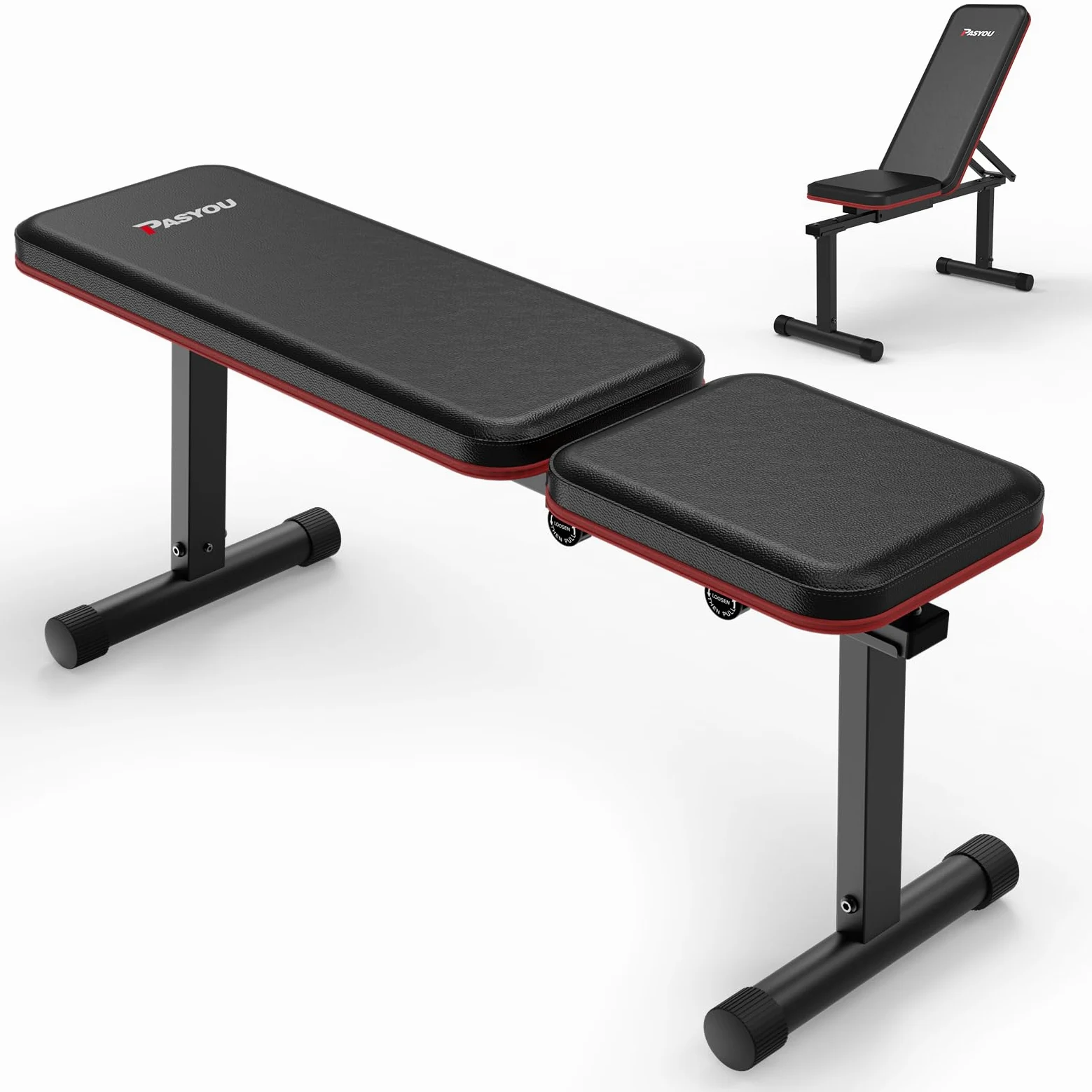 PASYOU PB200 Panca Palestra, 90°Esercizi Su Panca Verticale, Inclinata e Piana, Panca Pesi con schienale regolabile in 5 direzioni, Panca Piana Adatto per Casa e Palestra, 300KG Panca