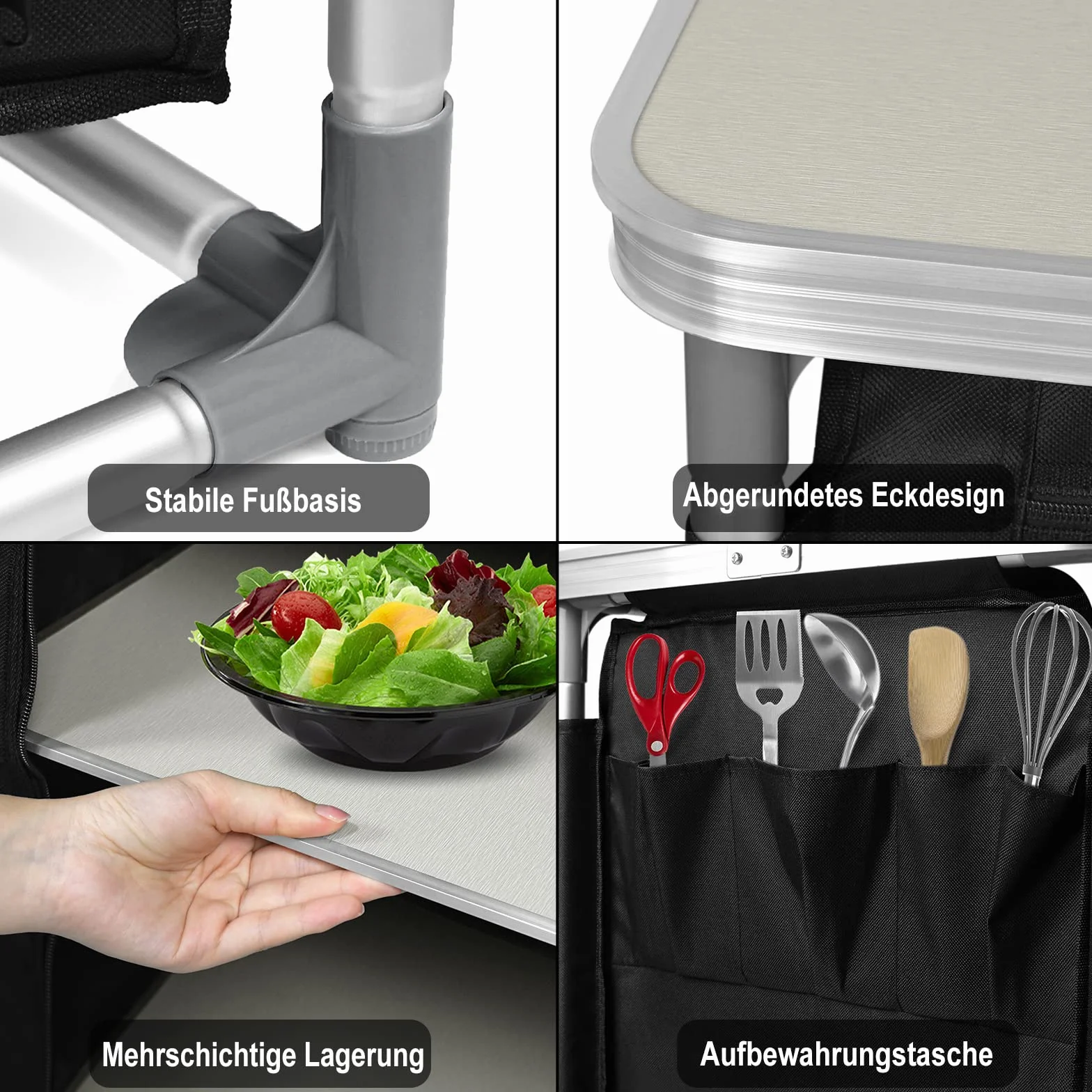 Pieghevole Cucina da Campeggio Armadio con Telaio in Alluminio e Borsa per Trasporto