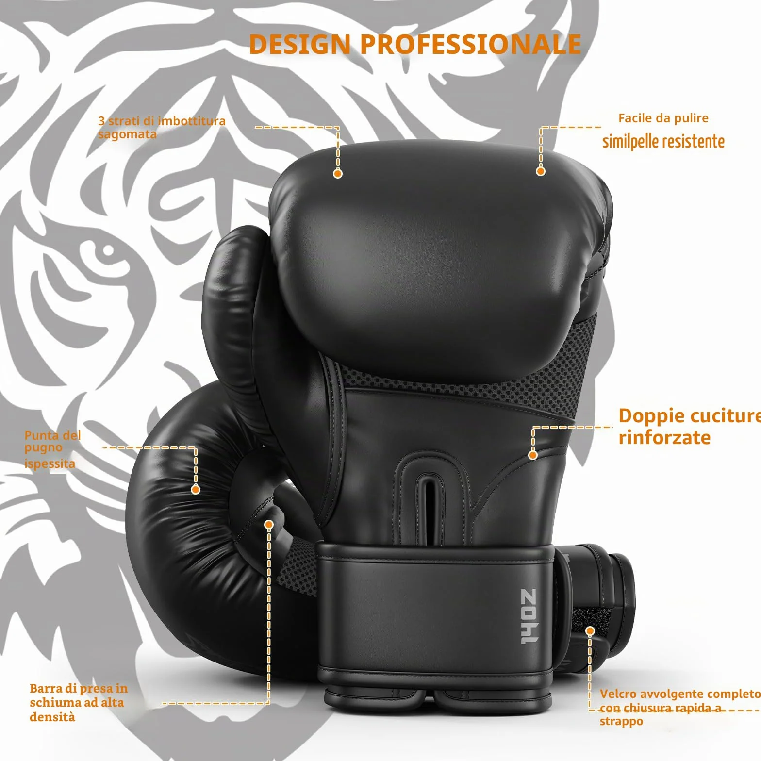 Dripex Guantoni da Boxe in Pelle PU 8oz 10oz 12oz 14oz 16oz per Allenamento Muay Thai MMA