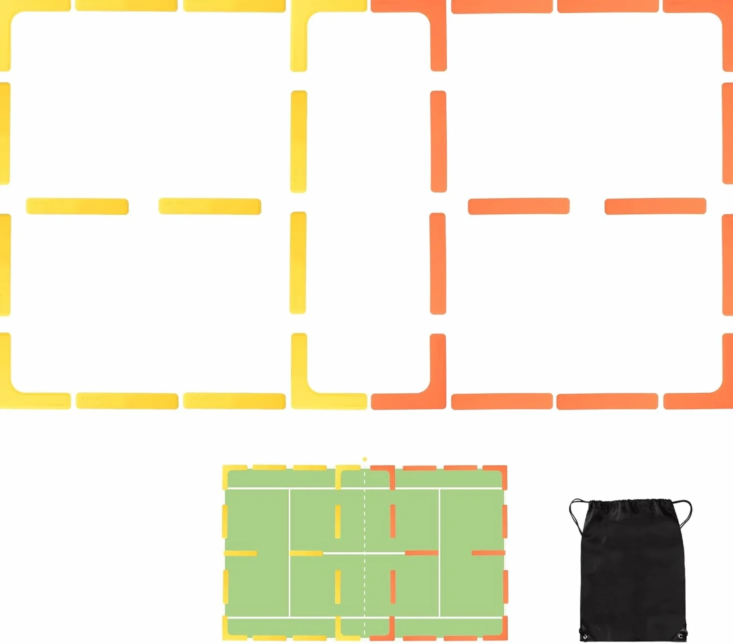 Kit di Marcatori per Linee del Campo Anti-scivolo Resistenti al Vento 84 Pezzi per Pickleball