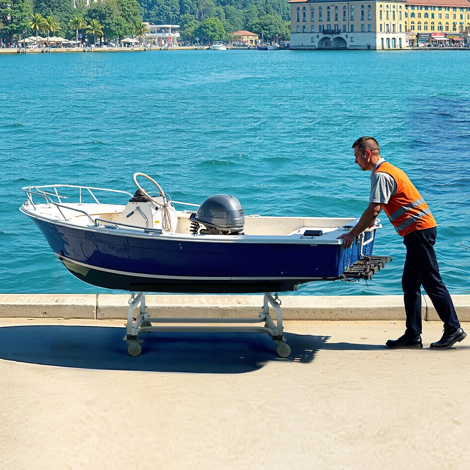 VEVOR Carrello per Moto d'Acqua PWC, capacità 590 kg, Cuccetta Regolabili con 4 Ruote 2 Freni
