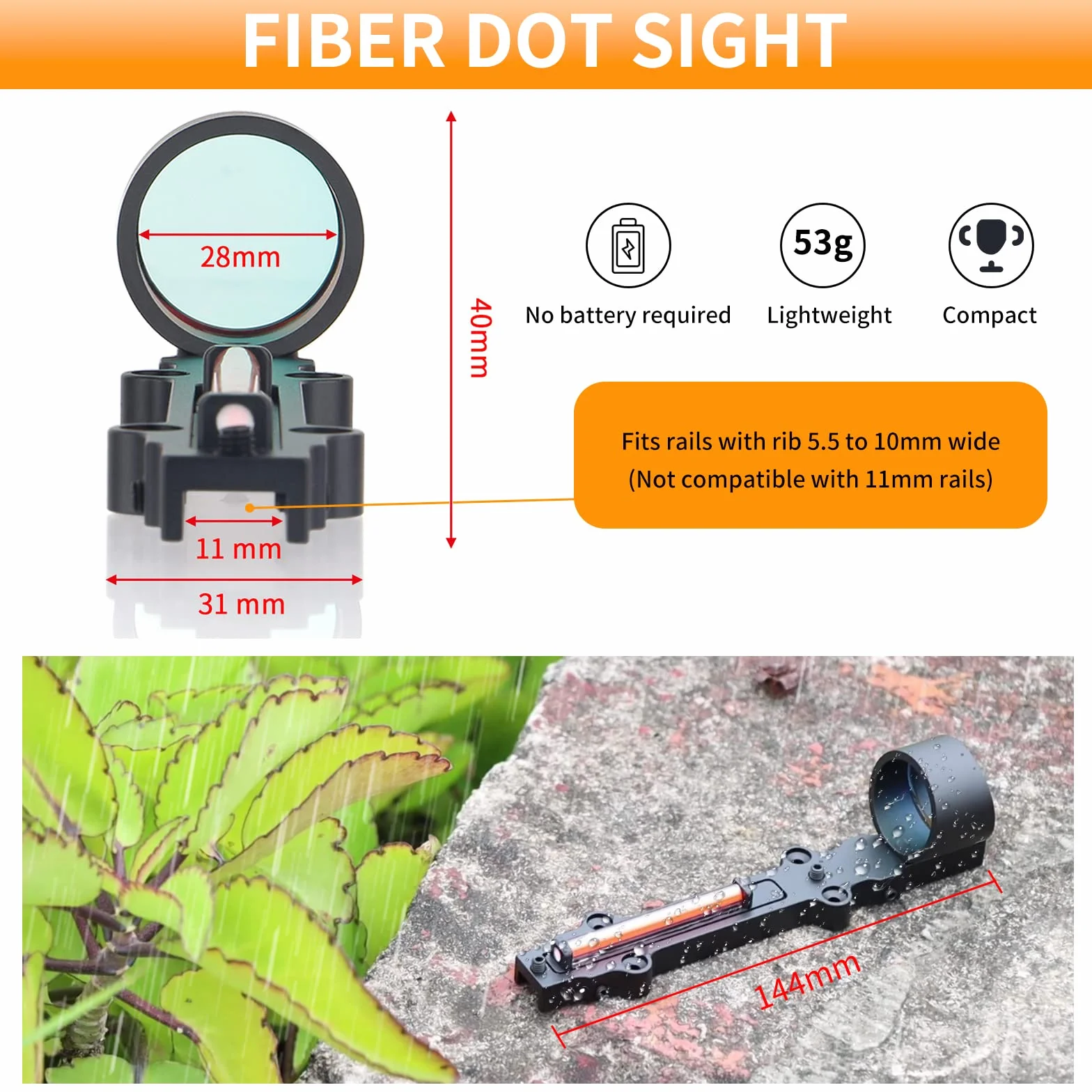 Mirino a punti rossi o verdi 3 MOA Circle Dot Sight fibra ottica leggero 10mm Rib Rail slide