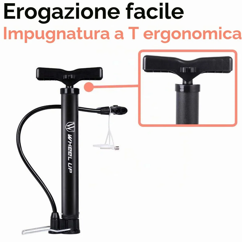 Letton Pompa da pavimento portatile per bicicletta 8 bar valvole Presta Schrader ago multifunzione