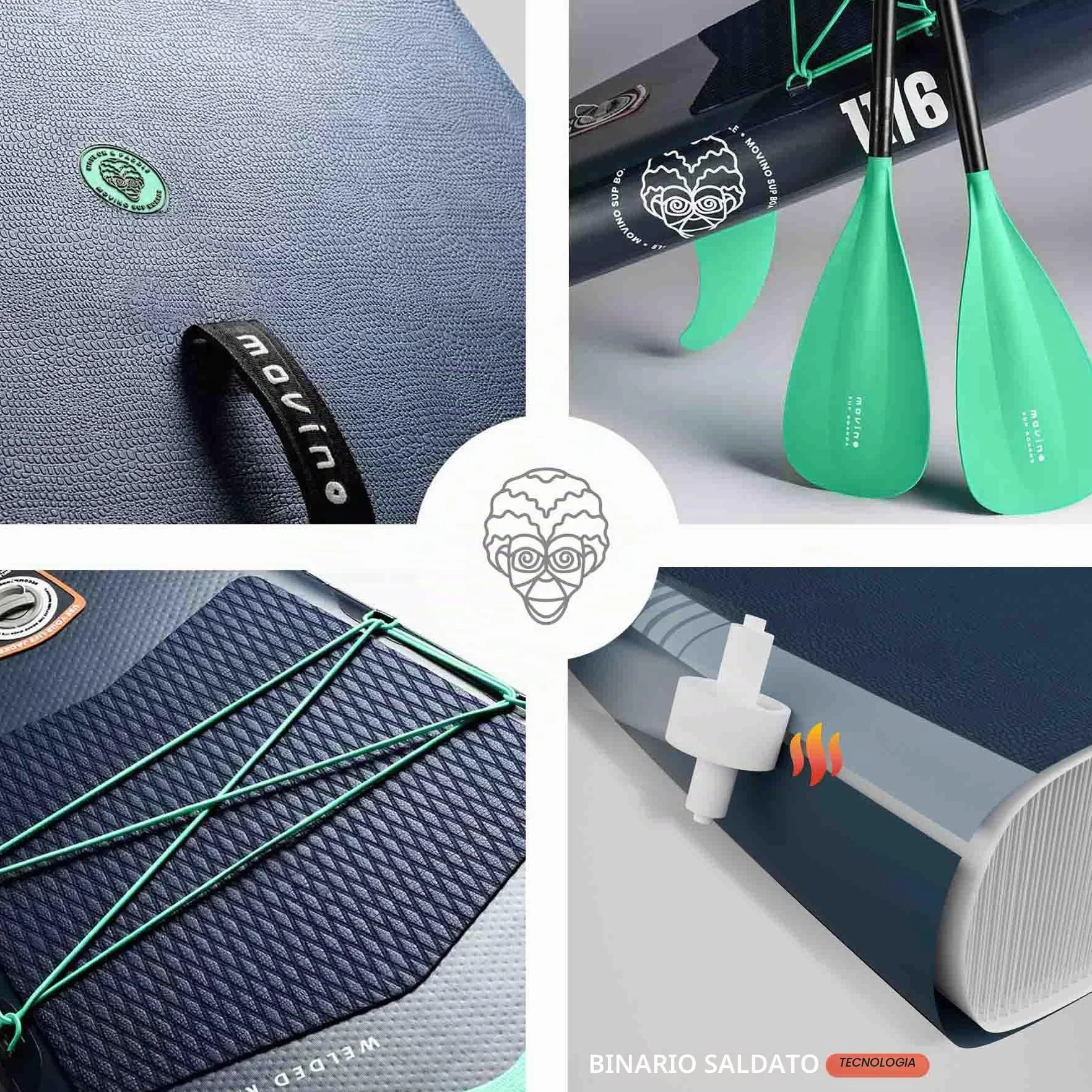 Movino Tavola SUP Gonfiabile per Adulti - 2in1 SUP Kayak - fino a 165 kg - con Pagaia - 350 x 83 x 15 cm - Stand Up Paddleboard Adria