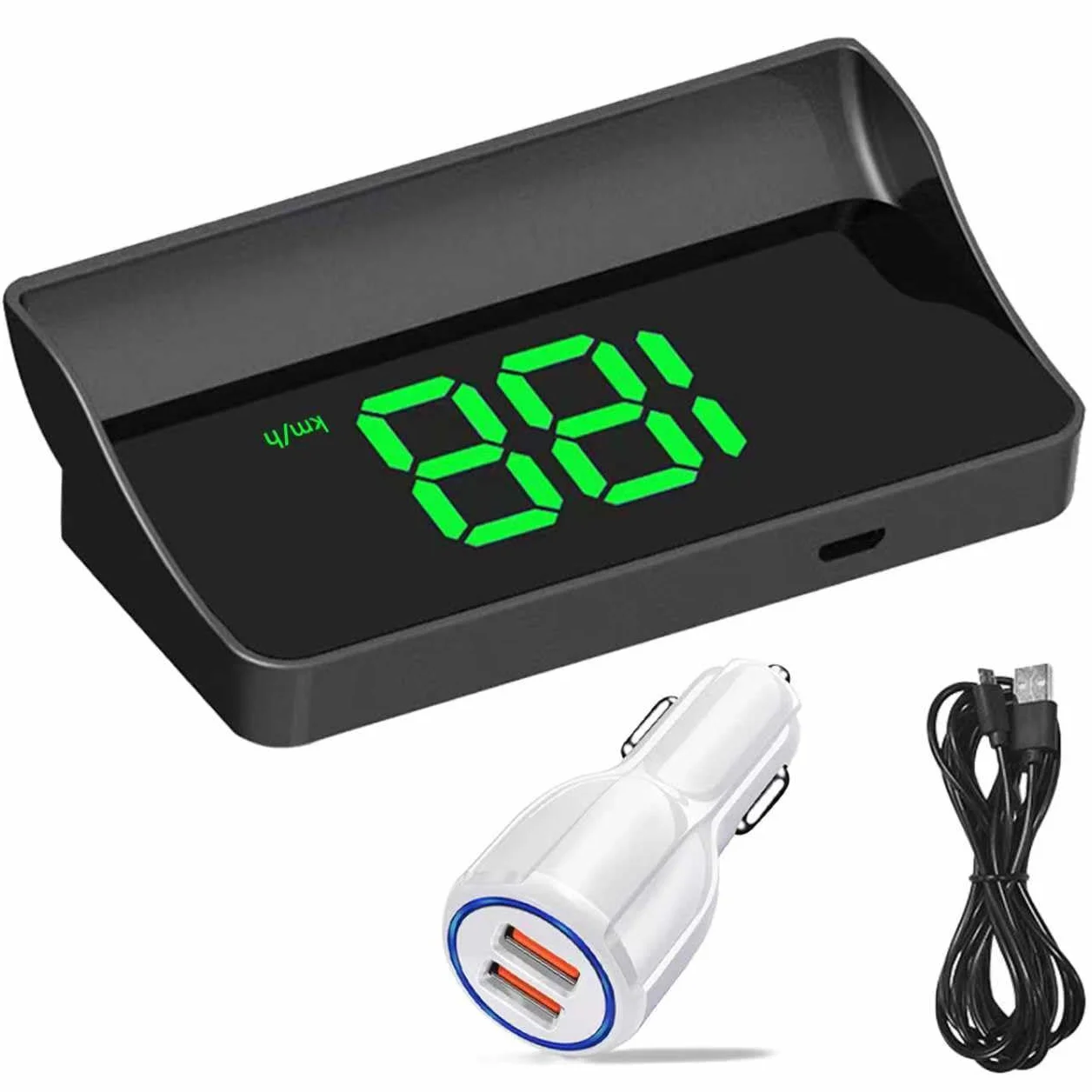 HUD Head Up Display Auto con Caricatore Auto, Tachimetro GPS Universale, Tachimetro Digitale Auto Tachimetro Speedometro GPS Speedometro per Auto Moto, Plug & Play Proiezione Parabrezza