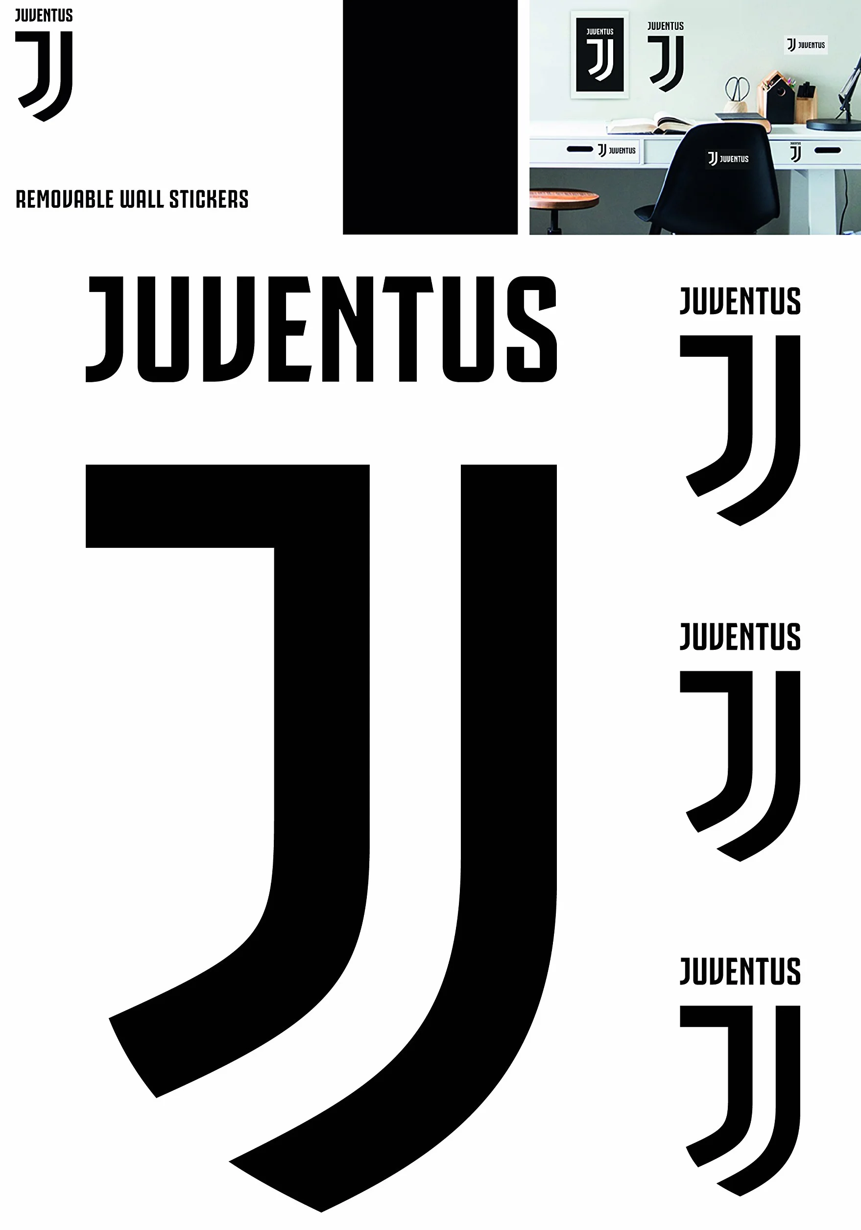Imagicom Logo Juventus Adesivi Rimovibili A3 2 Fogli Plastica Multicolore 29,7 x 5 x 42 cm