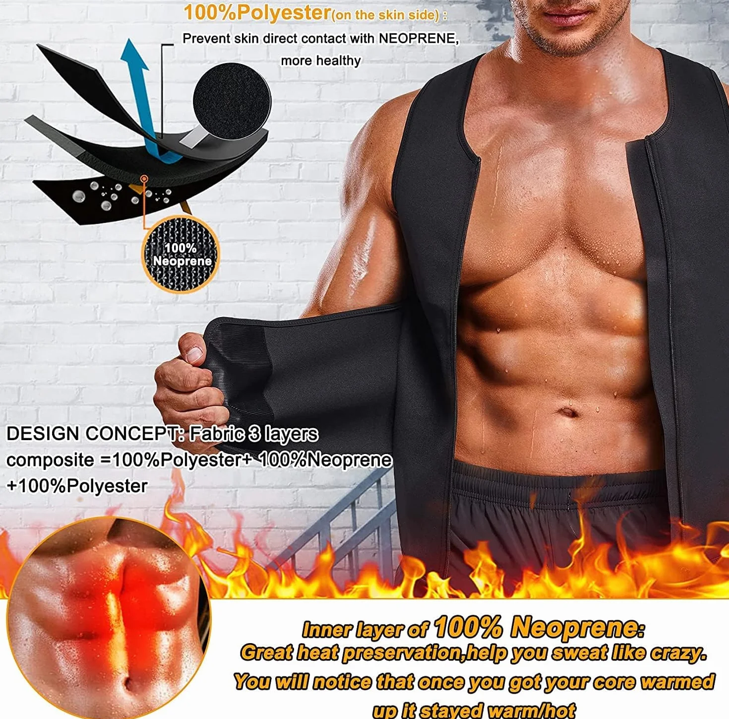 KUMAYES Canotta dimagrante uomo Gilet sauna snellente Maglia sauna dimagranti fascia addominale per Allenamento fitness