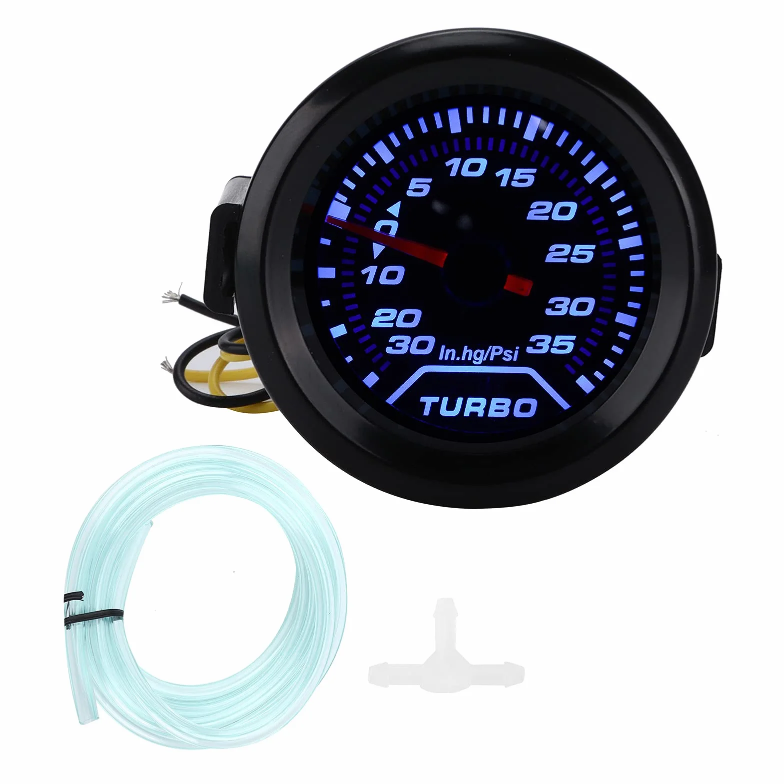 Manometro Digitale, Manometro Turbo 12V 52mm/2in 35PSI Display Digitale Blu Rosso LED Modifica Universale