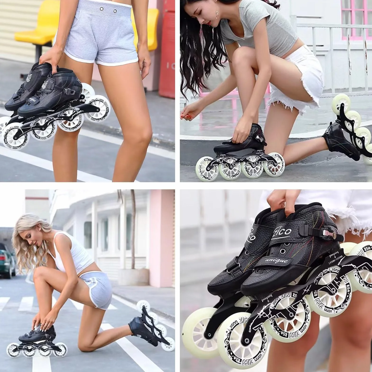 Pattini da velocità in linea professionali in fibra di carbonio a 4 ruote per uomo donna