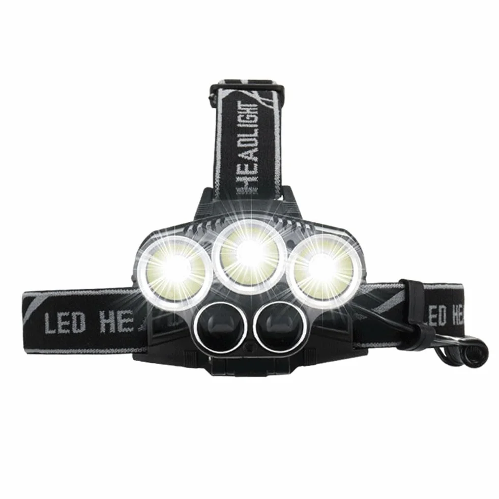 Lampada frontale a LED ricaricabile 4 modalità fascio regolabile 90° per campeggio escursionismo