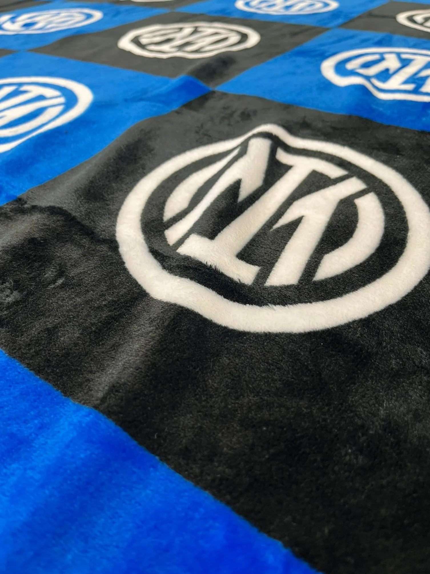 Plaid Coperta Morbida Con Logo 150x210 Nero Azzurro Soft Touch