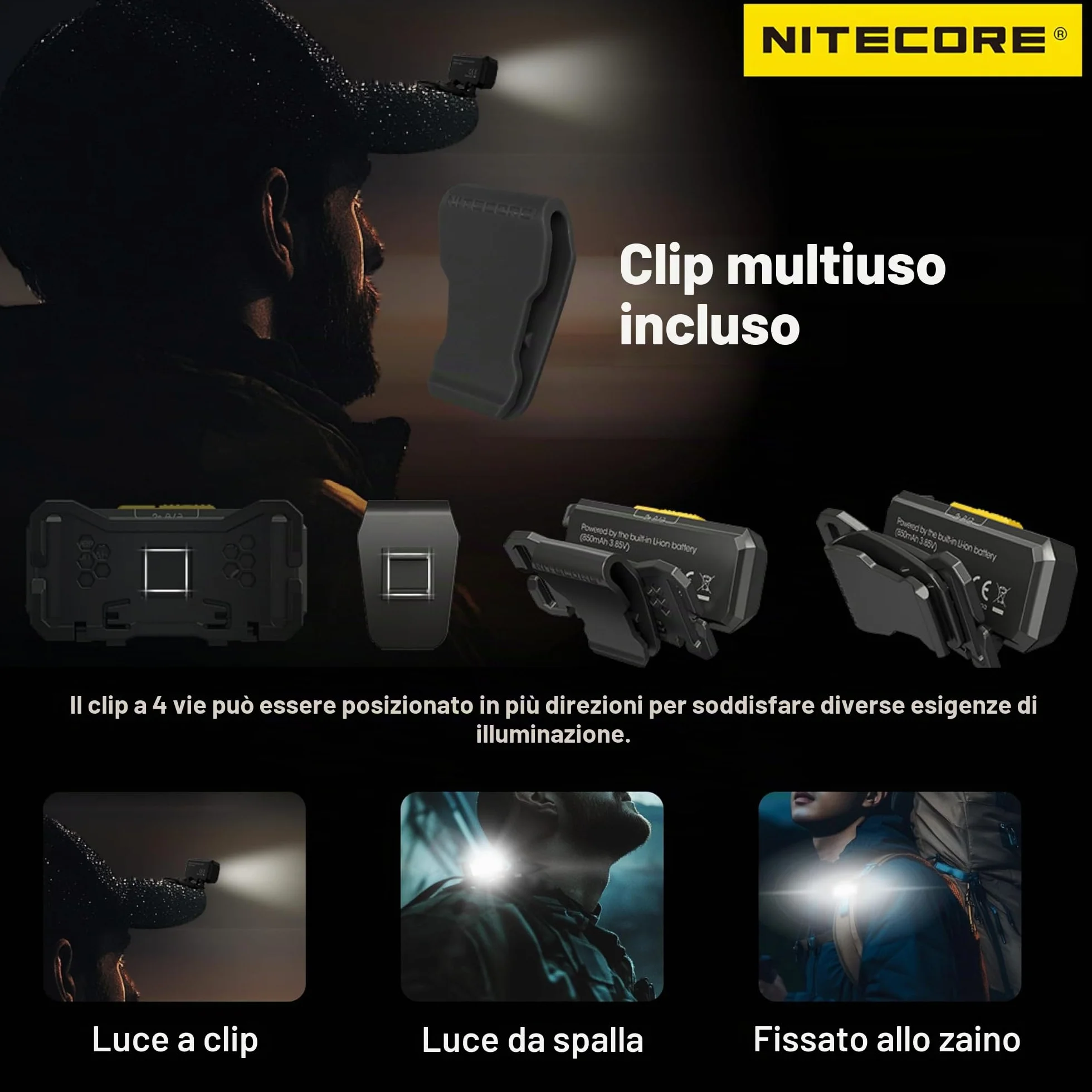 Nitecore NU27 Lampada frontale 600 lumen ricaricabile USB-C